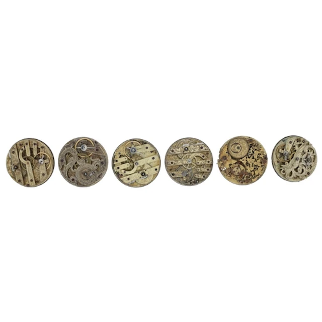 Three ornate engraved cylinder pocket watch movements for re...