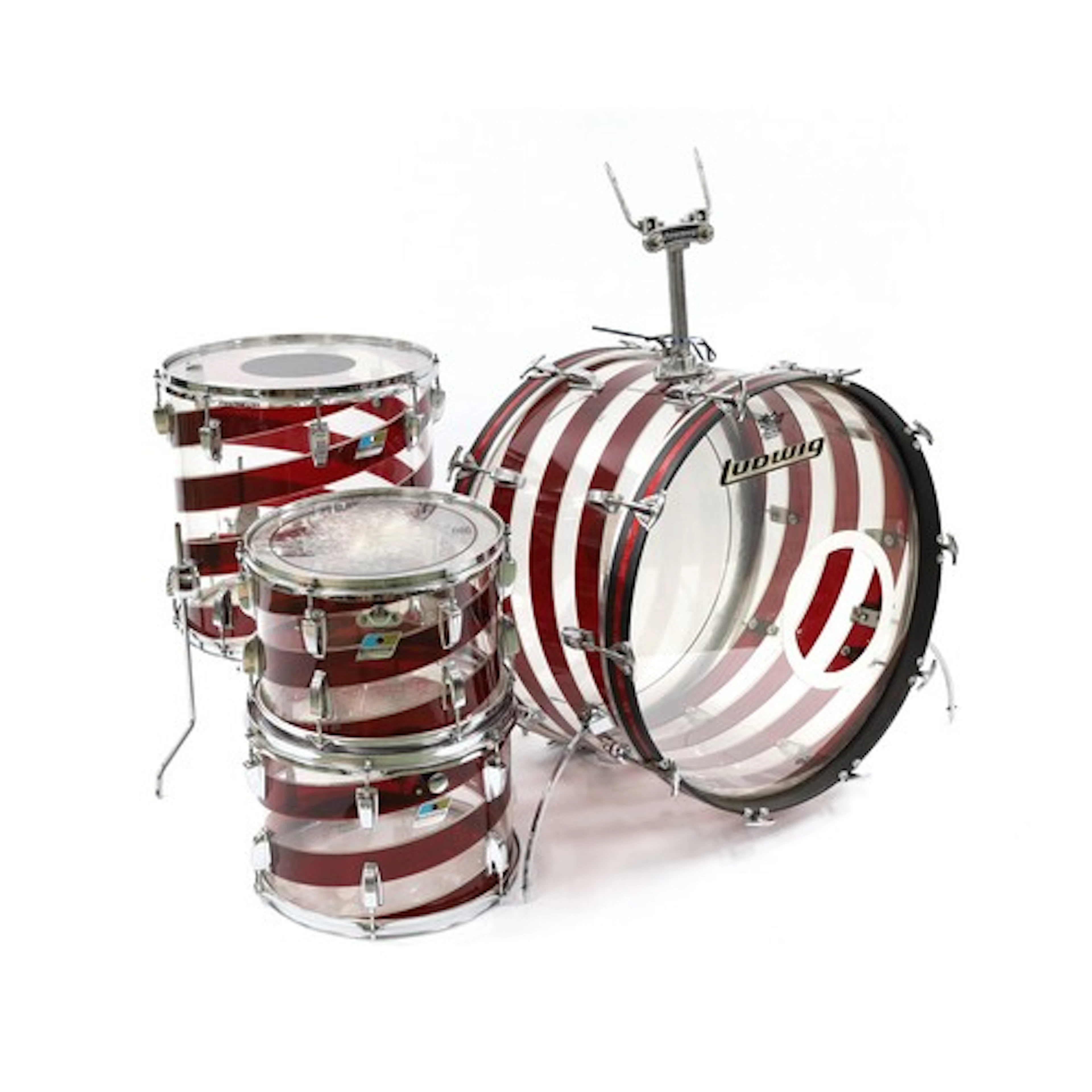 Good rare 1970s Ludwig Vistalite Pattern C candy stripe four...