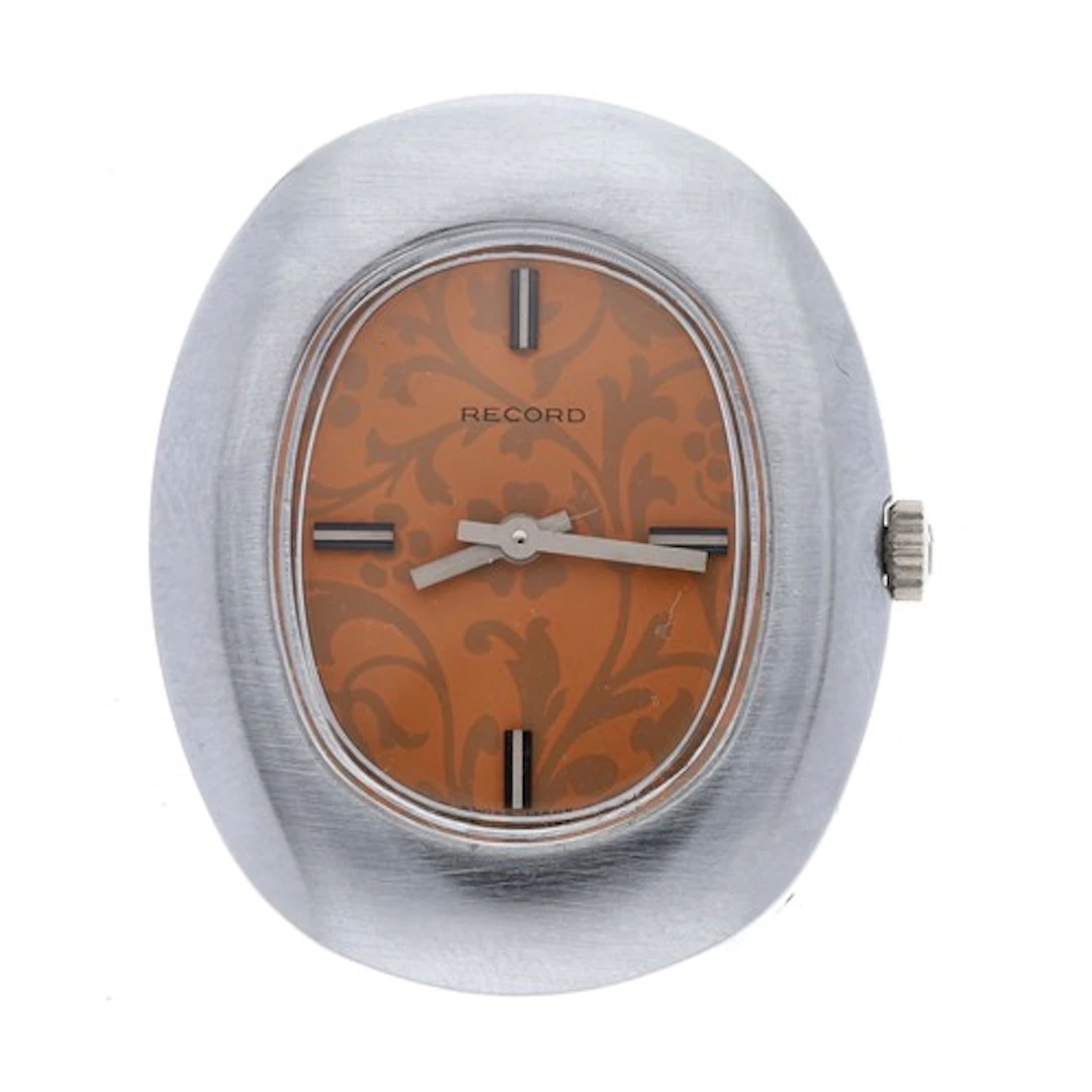 Record oval wristwatch, oval two-tone decorated dial, Record...