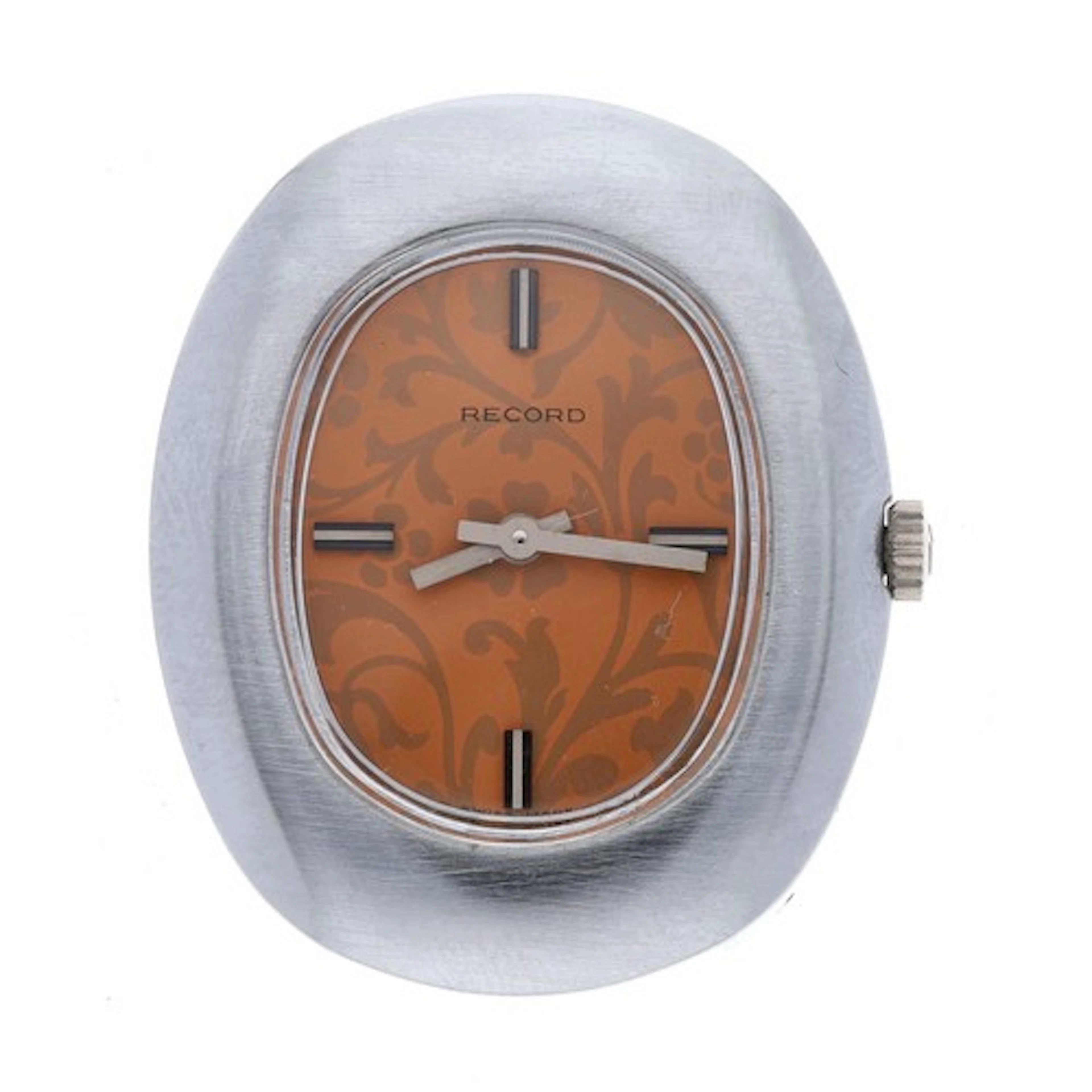 Record oval wristwatch, oval two-tone decorated dial, Record...