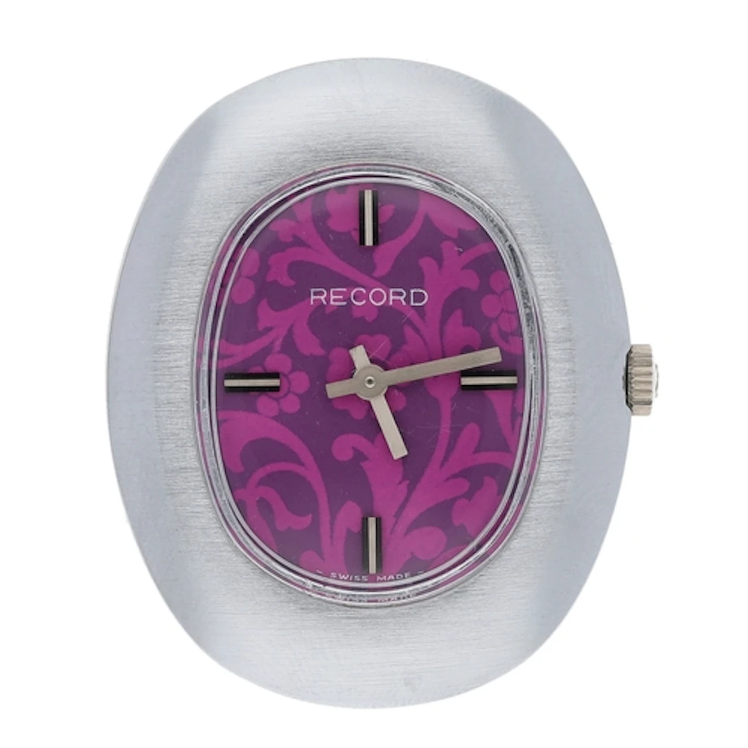 Record oval wristwatch, oval two-tone decorated dial, Record...