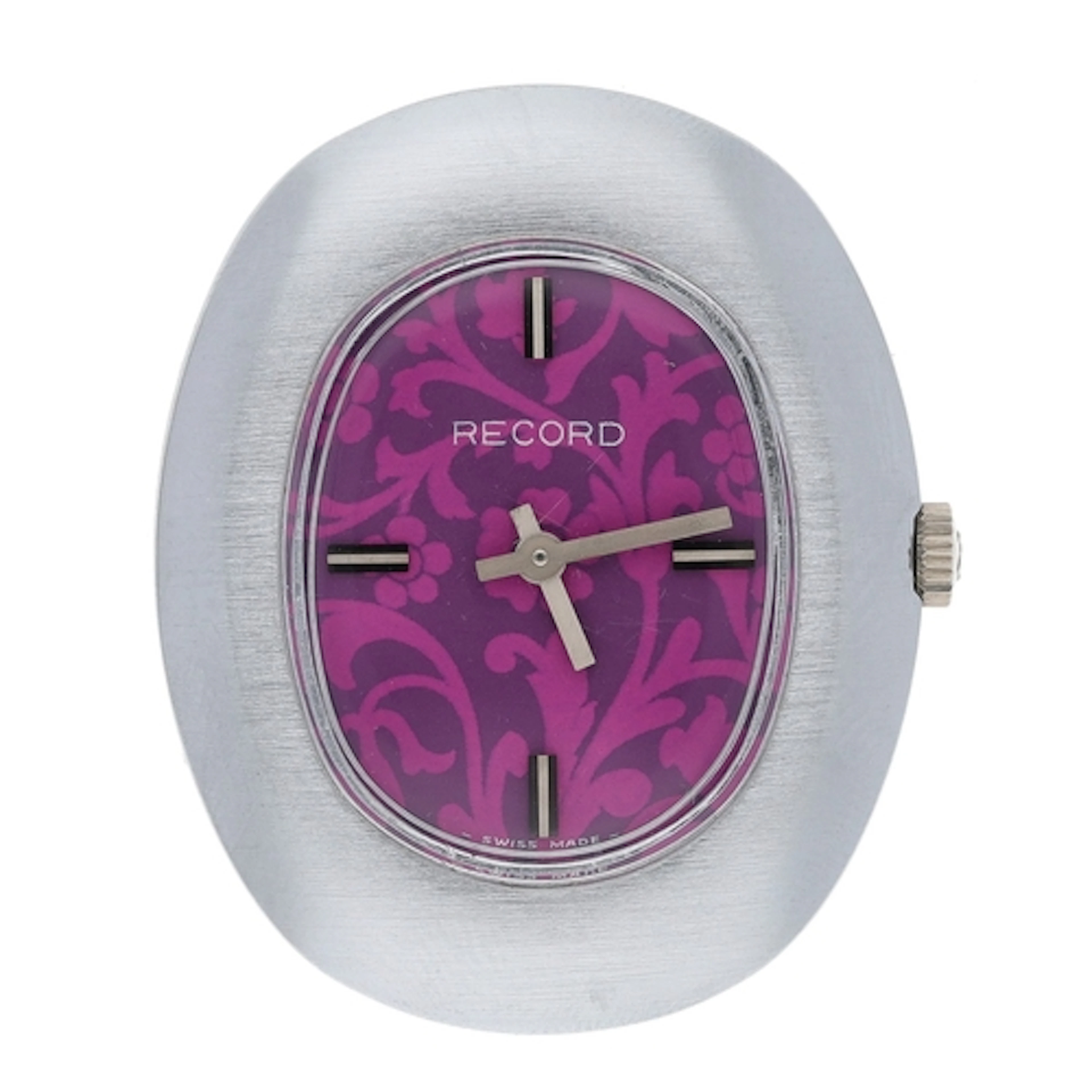 Record oval wristwatch, oval two-tone decorated dial, Record...