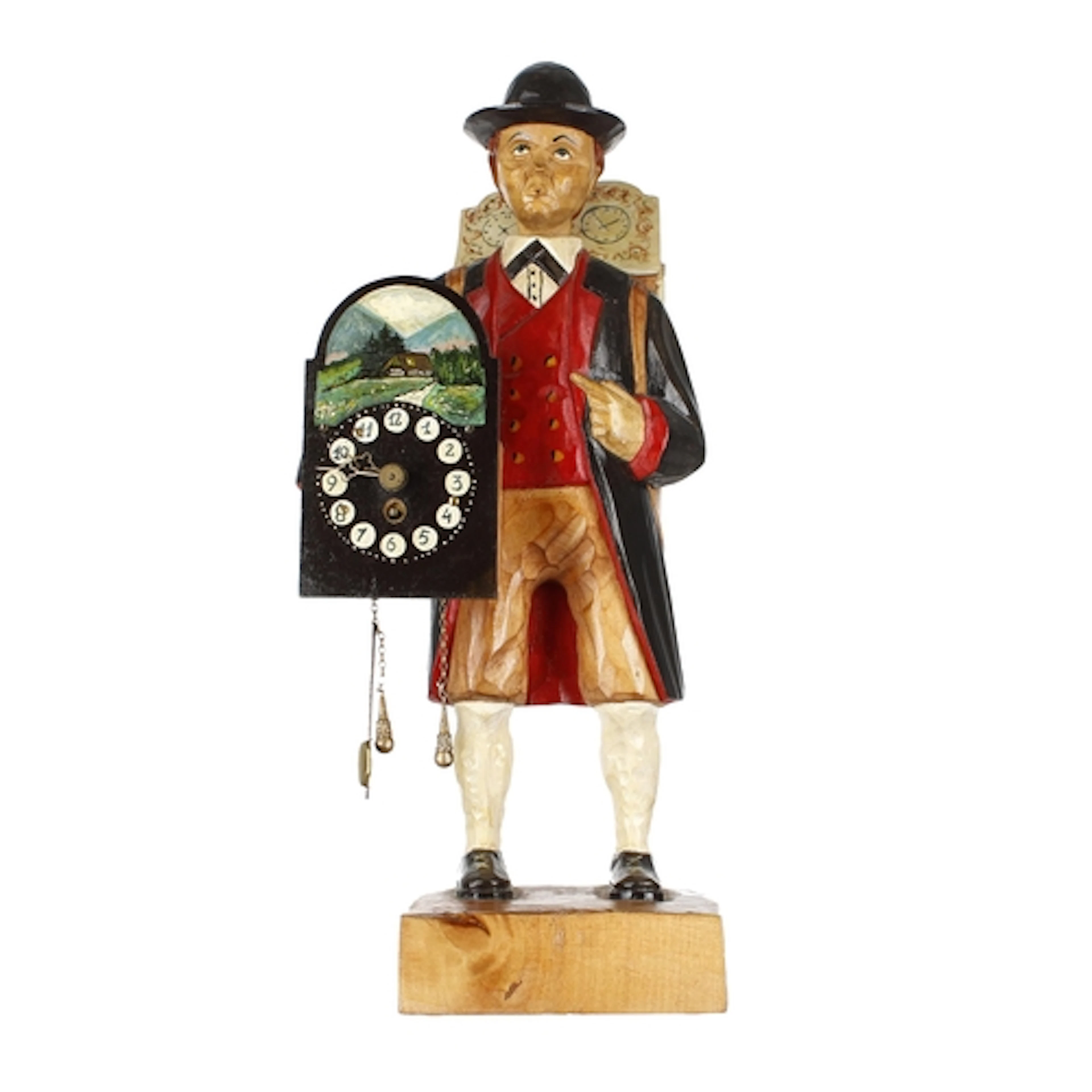 Good hand carved Black Forest pedlar automata novelty clock,...