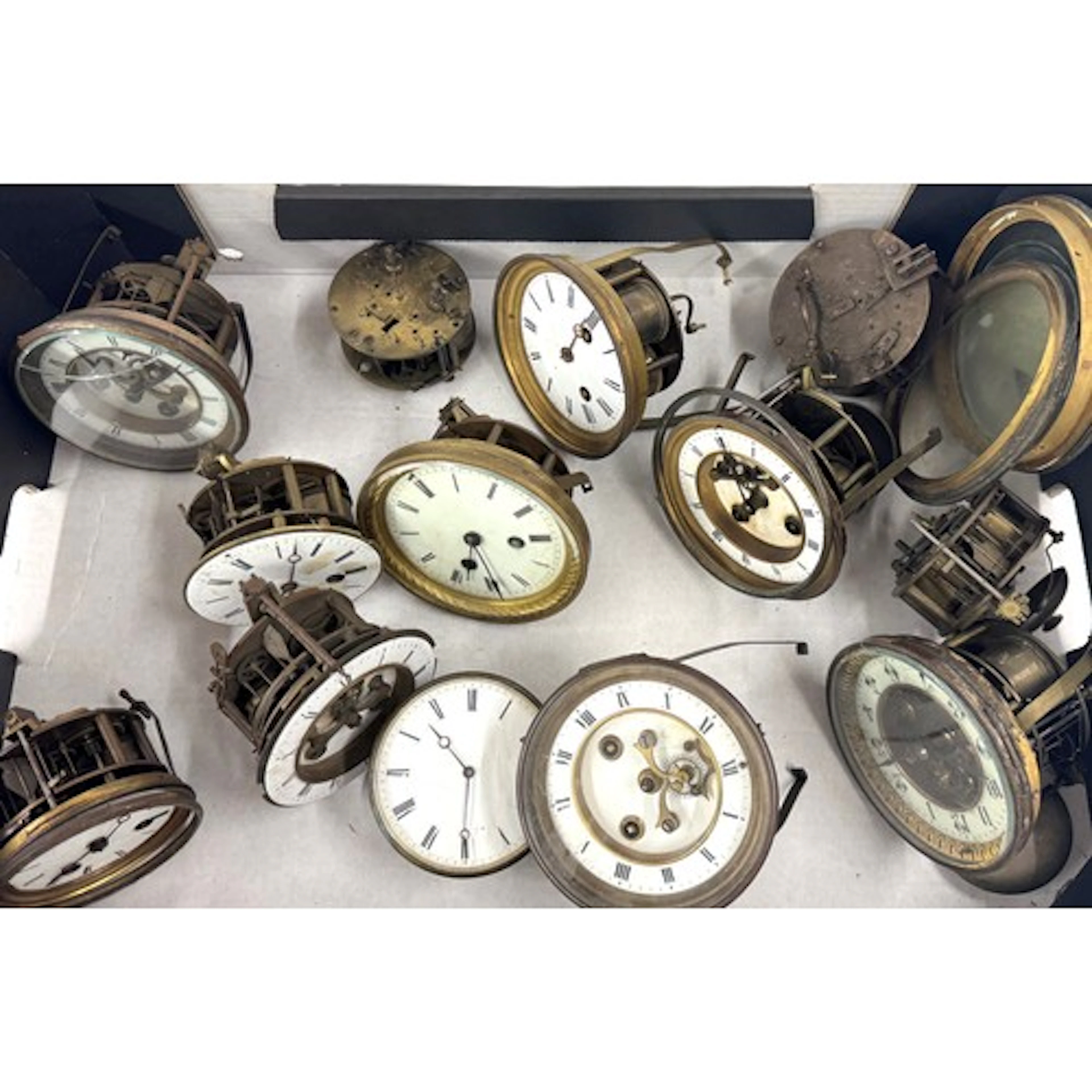 Collection of thirteen assorted French two train mantel cloc...