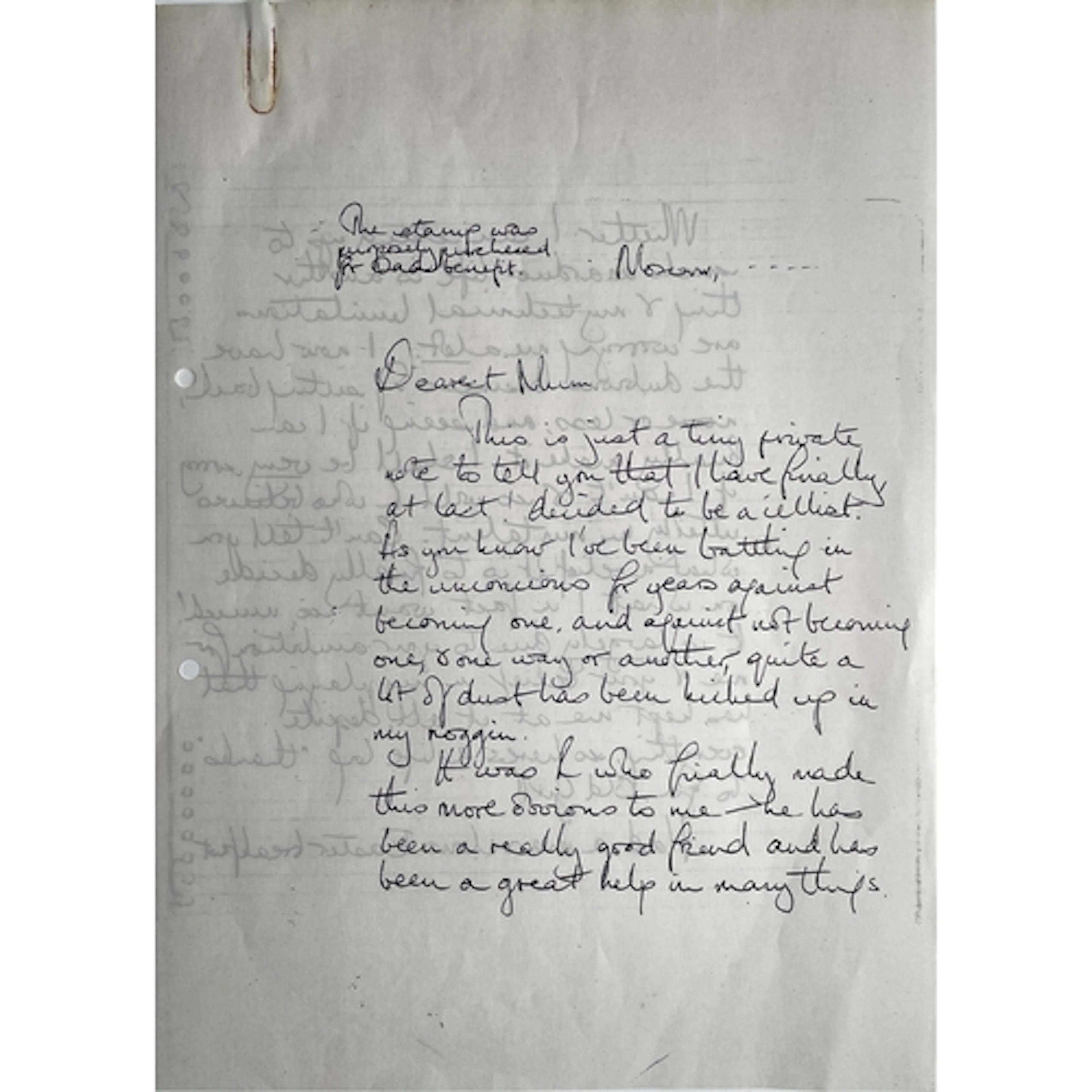 Photocopy* of a Letter - to 'Dearest Mum' from Jacqueline (J...
