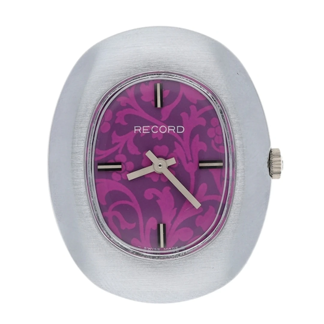 Record oval wristwatch, oval two-tone decorated dial, Record...