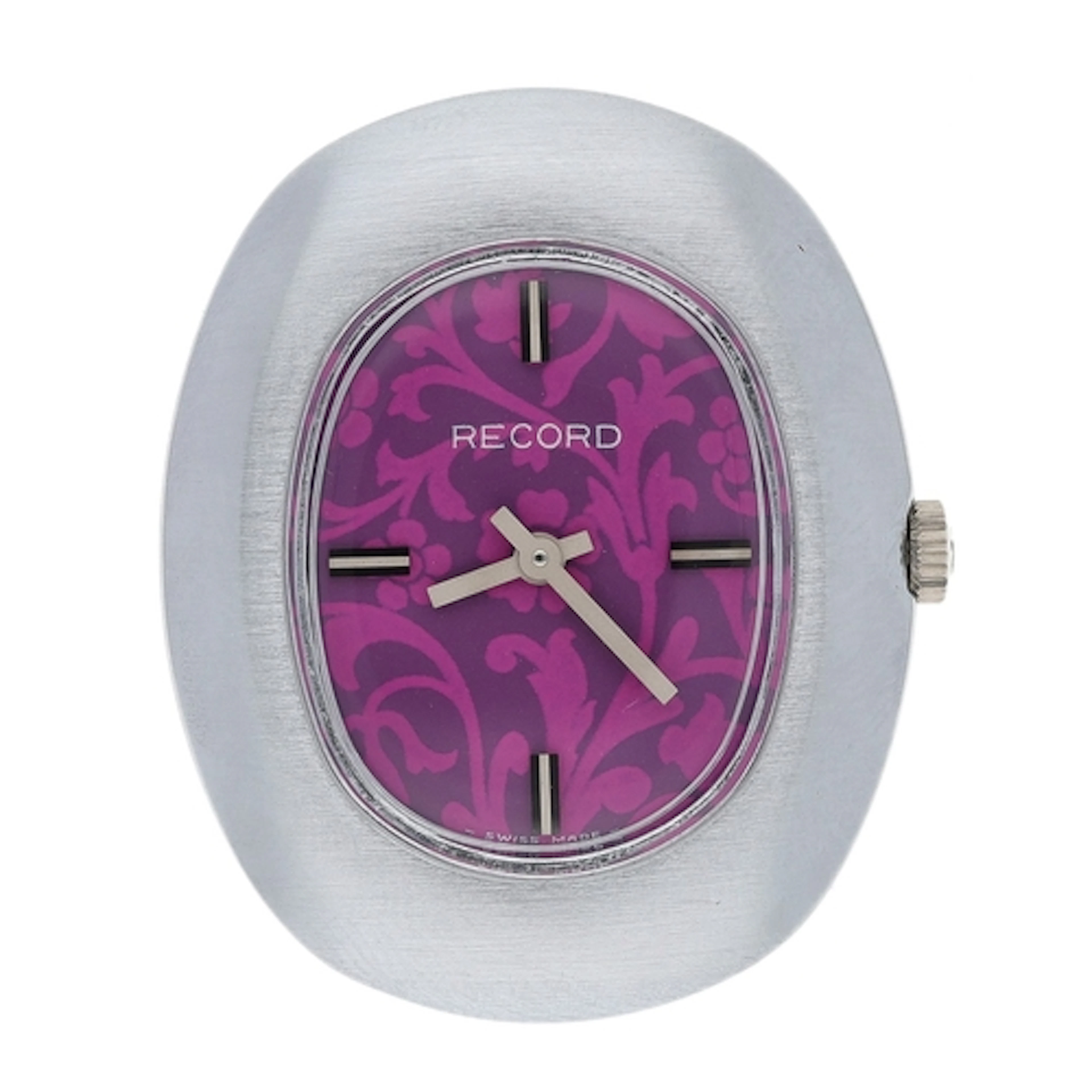 Record oval wristwatch, oval two-tone decorated dial, Record...