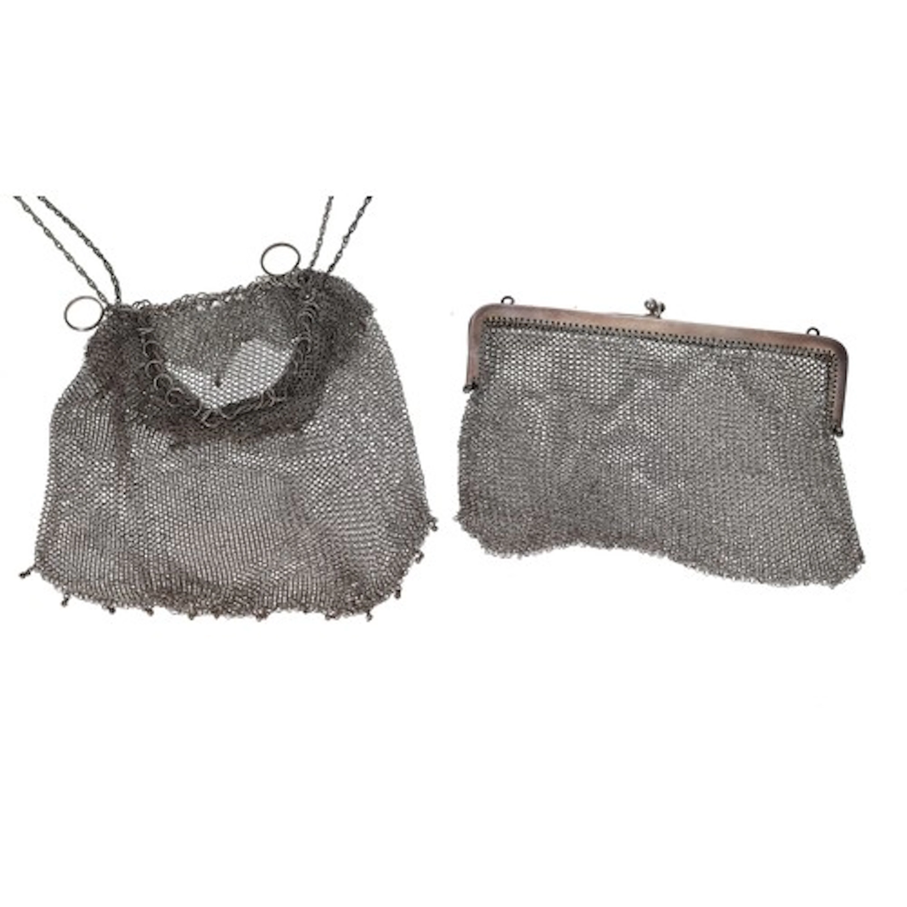 Silver mesh link purse, import hallmarks for London 1911, 13...