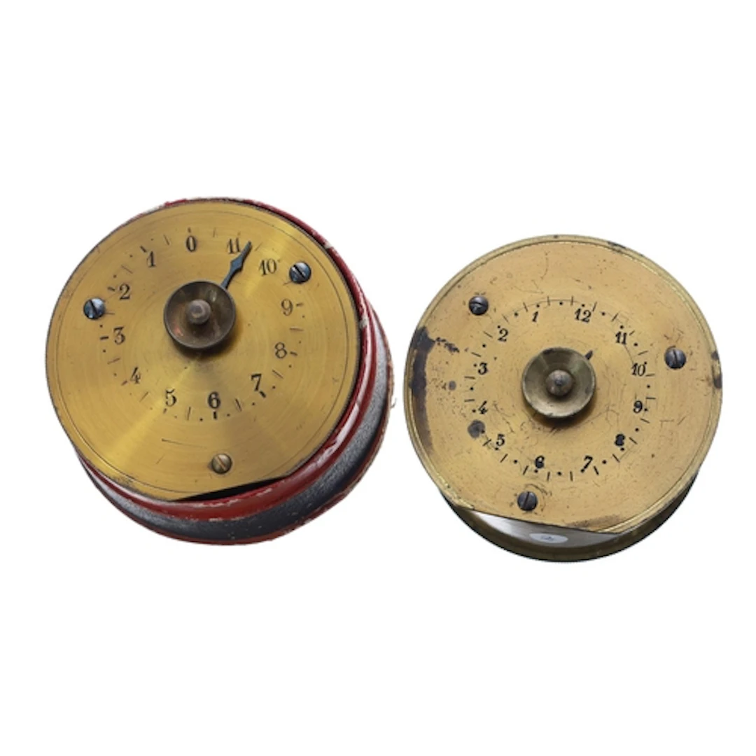 French 19th century Patent alarm brass drum travelling clock...