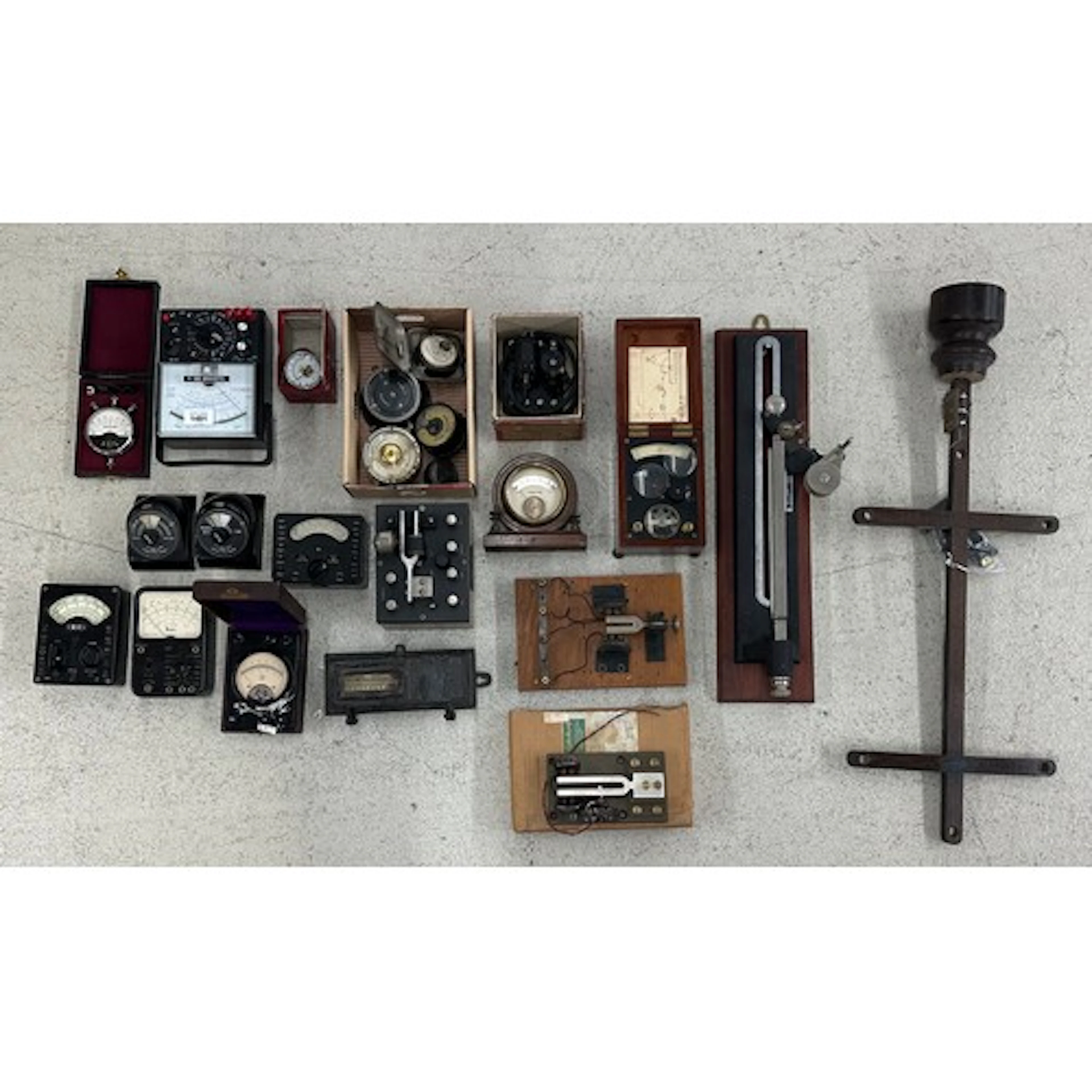Collection of assorted vintage electrical testing equipment ...