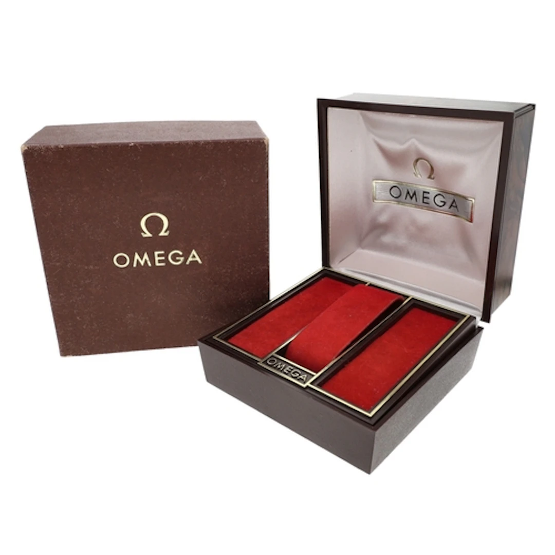 Vintage Omega wristwatch box, with outer cardboard cover...