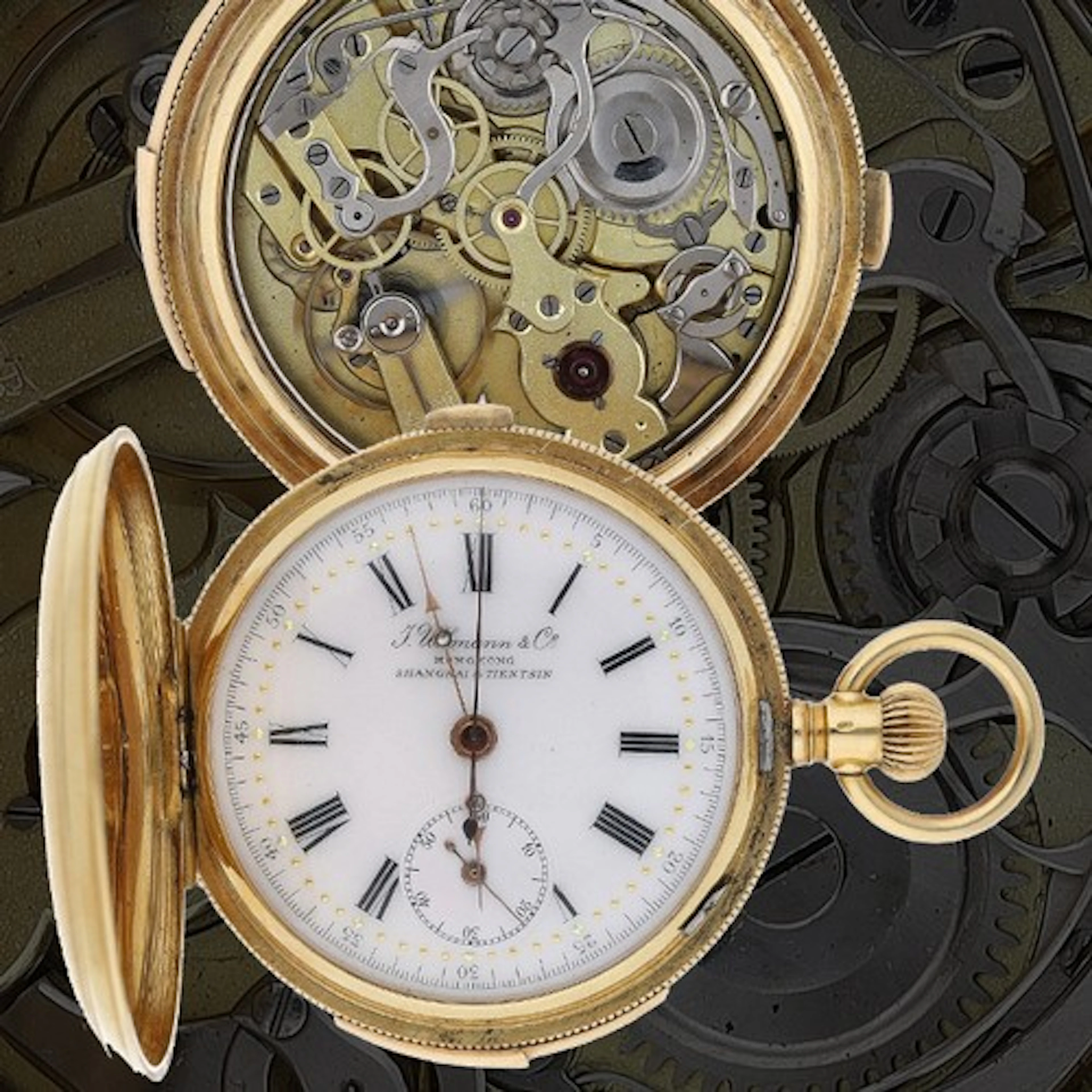 J. Ullmann & Co. 18ct quarter repeating chronograph leve...