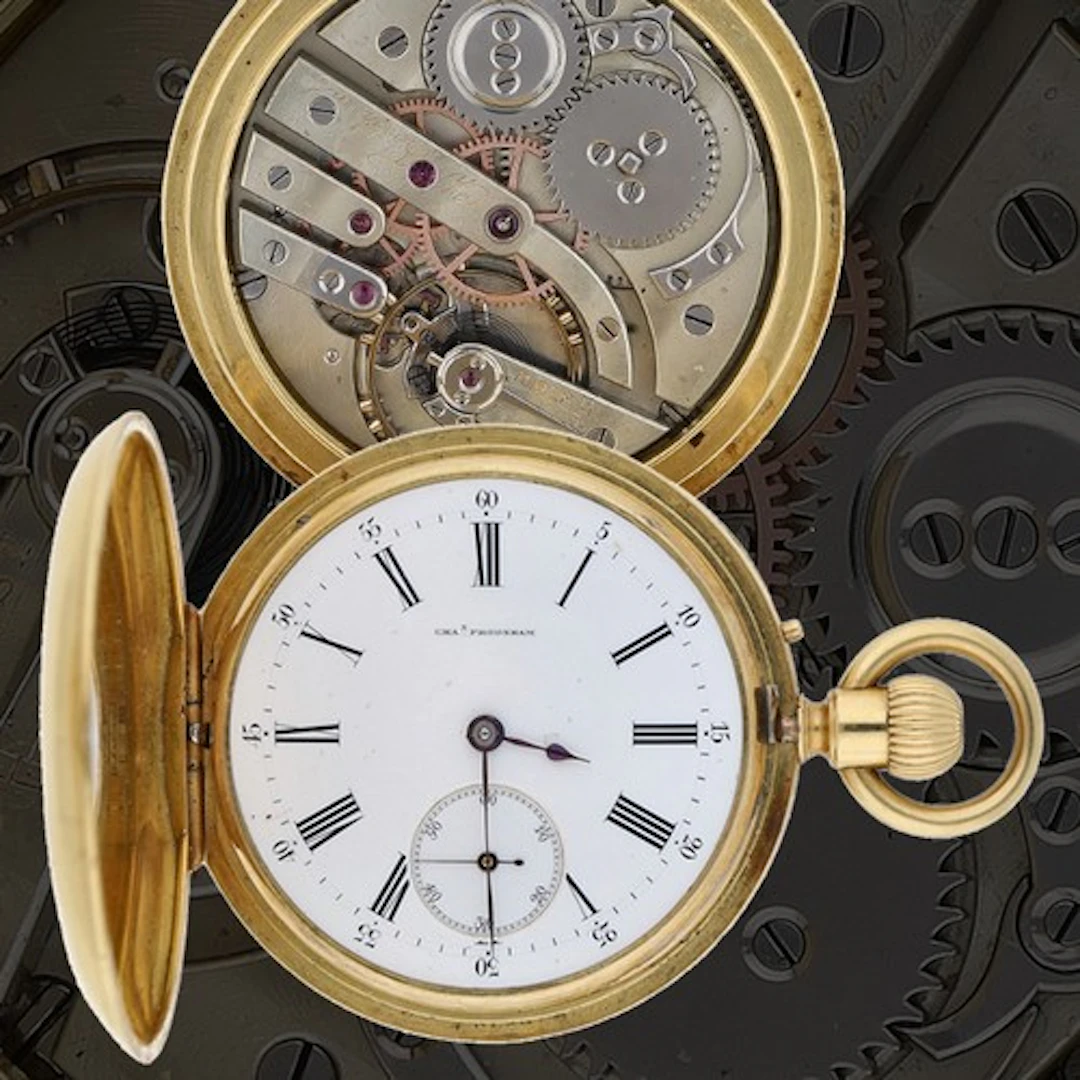 Chas Frodsham, London - 18ct lever half hunter fob watch, si...