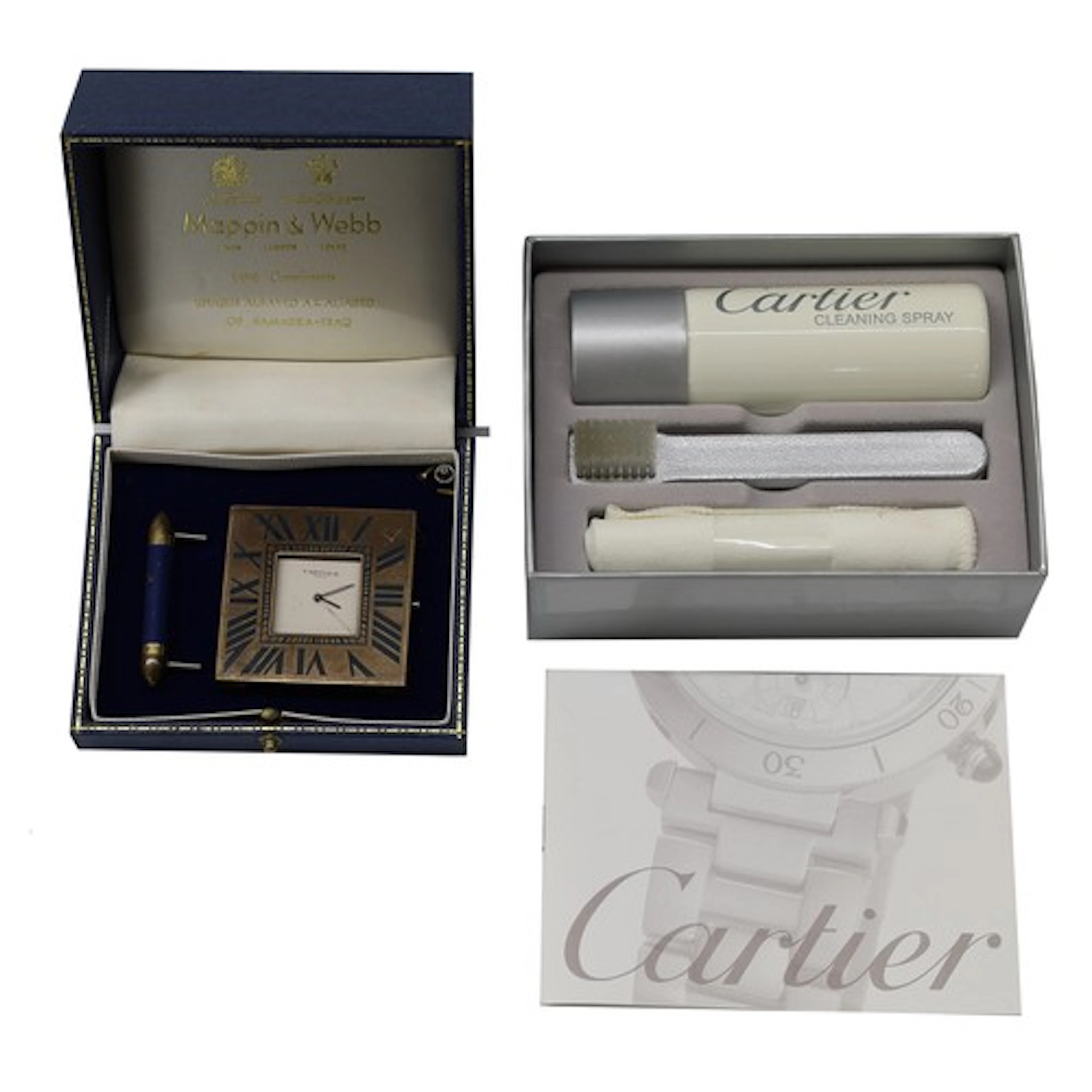Cartier quartz clock movement, with brass bezel and handle (...