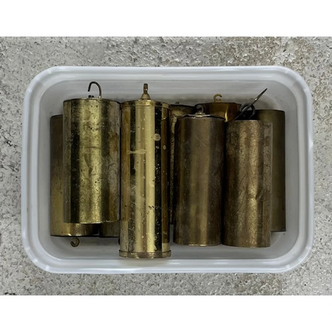 Quantity of brass cased clock weights