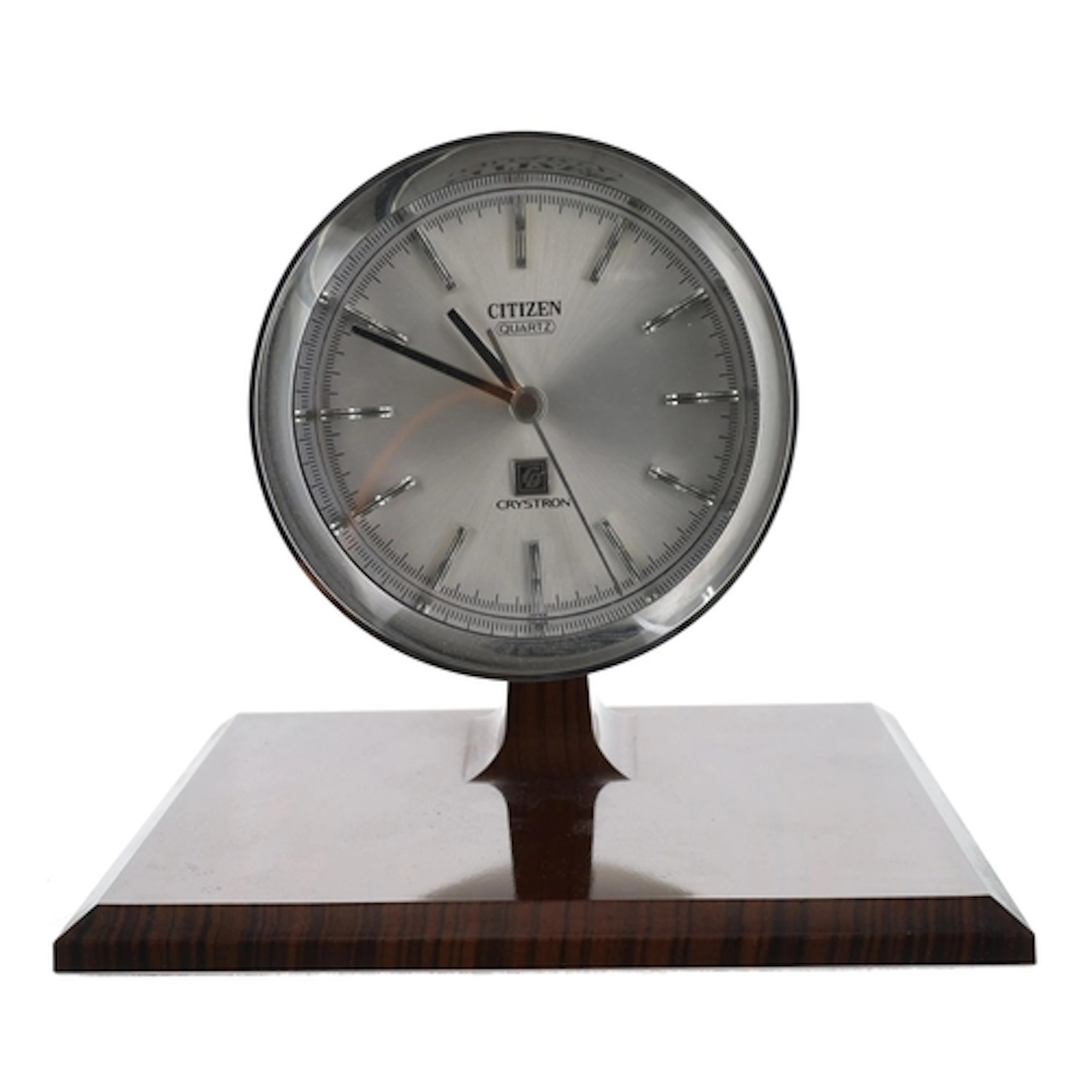 Rare Citizen Crystron Quartz desk clock, circa 1970s, silver...