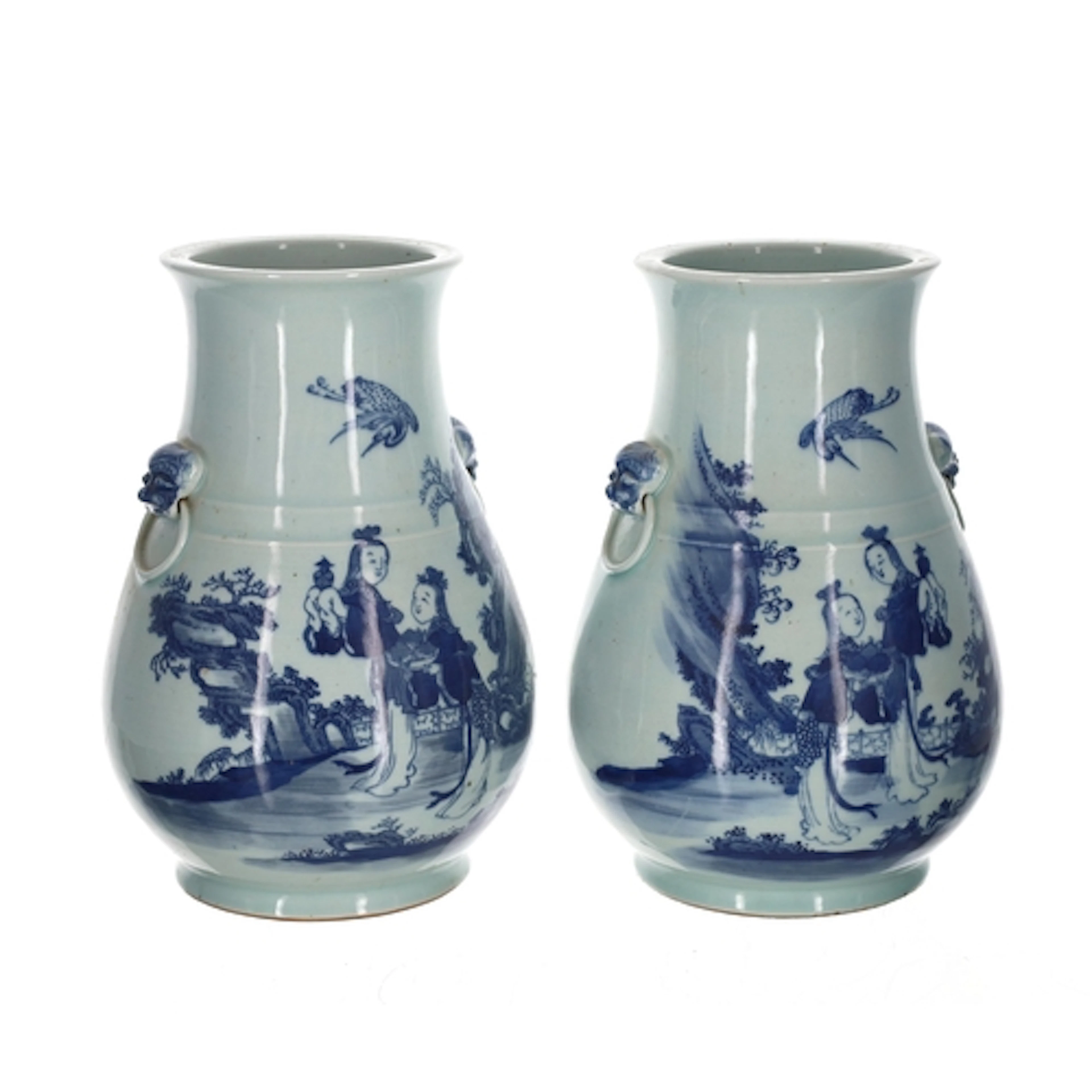 Pair of Chinese blue and white vases, late Qing Dynasty, the...