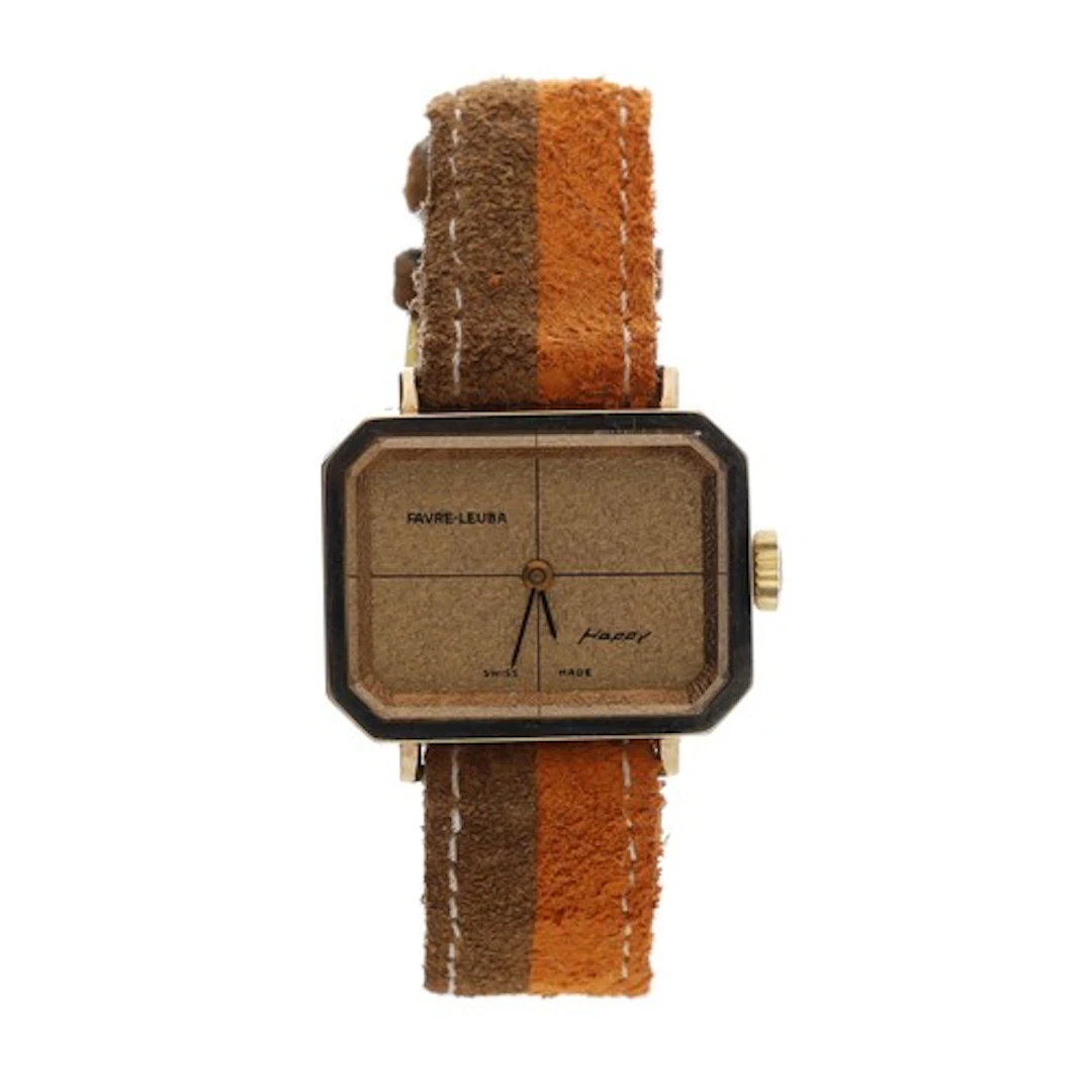 Favre-Leuba Happy rectangular gold plated and stainless stee...