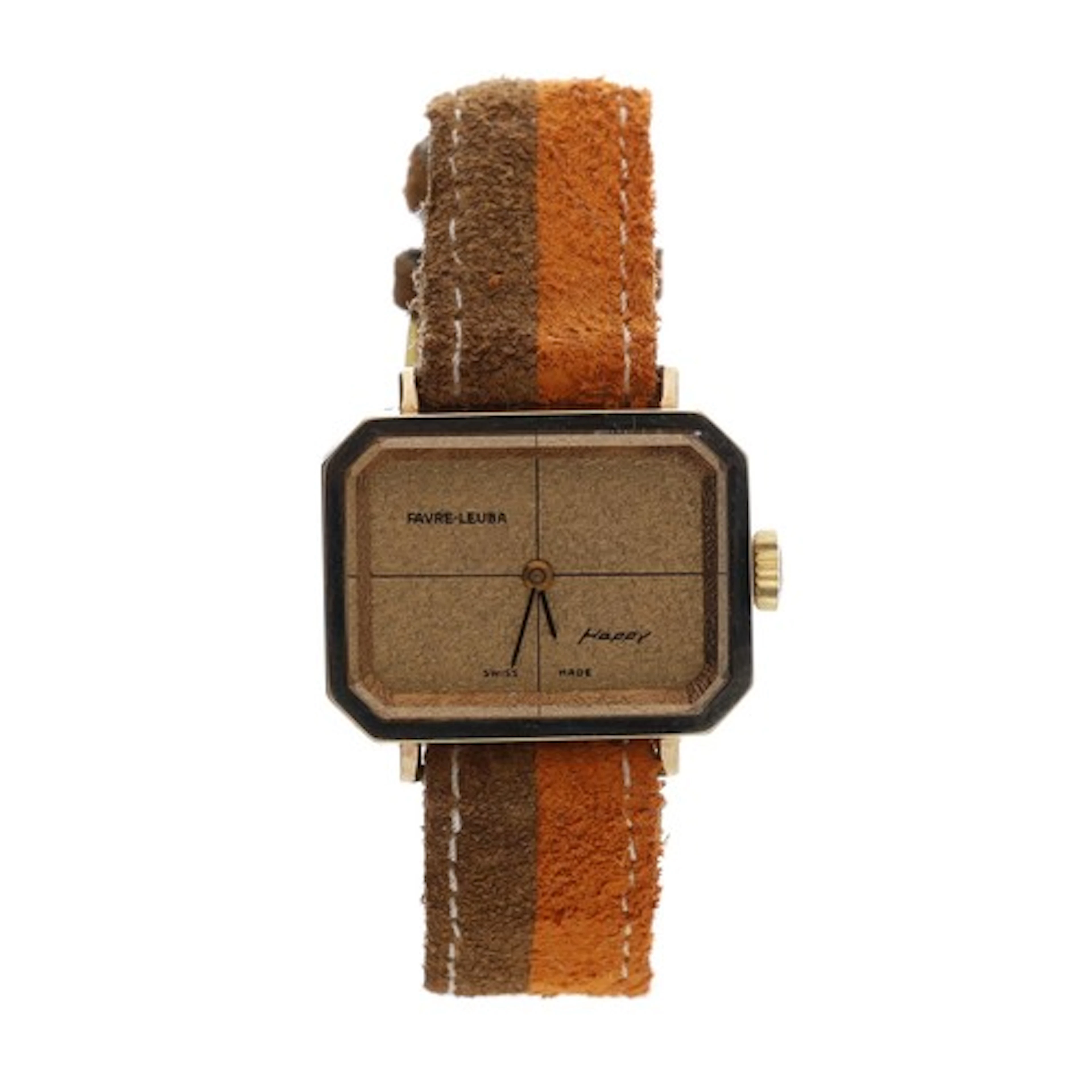Favre-Leuba Happy rectangular gold plated and stainless stee...