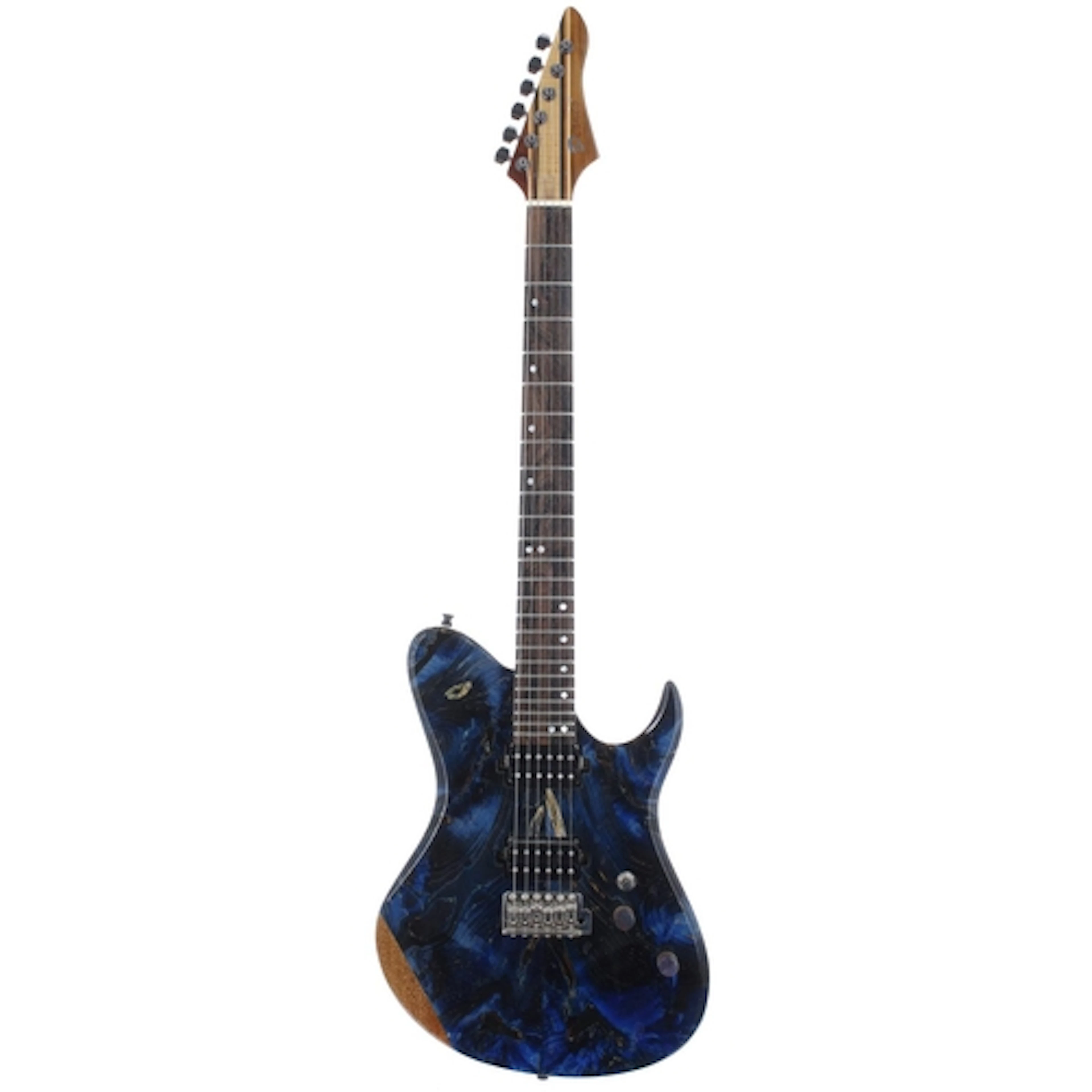 Derulo HH electric guitar, abstract blue finish, decal parti...