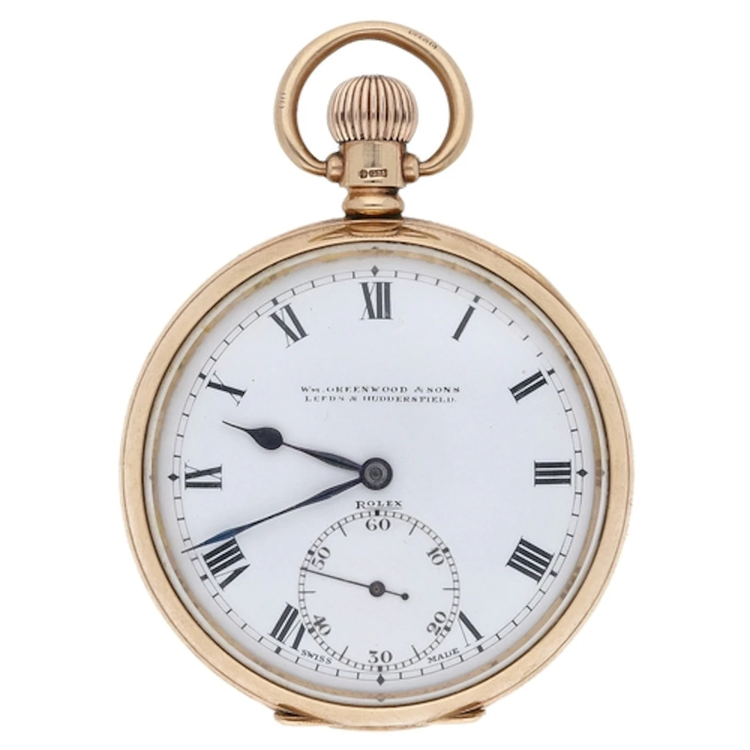 Rolex 9ct lever pocket watch, Birmingham 1927, signed 17 jew...