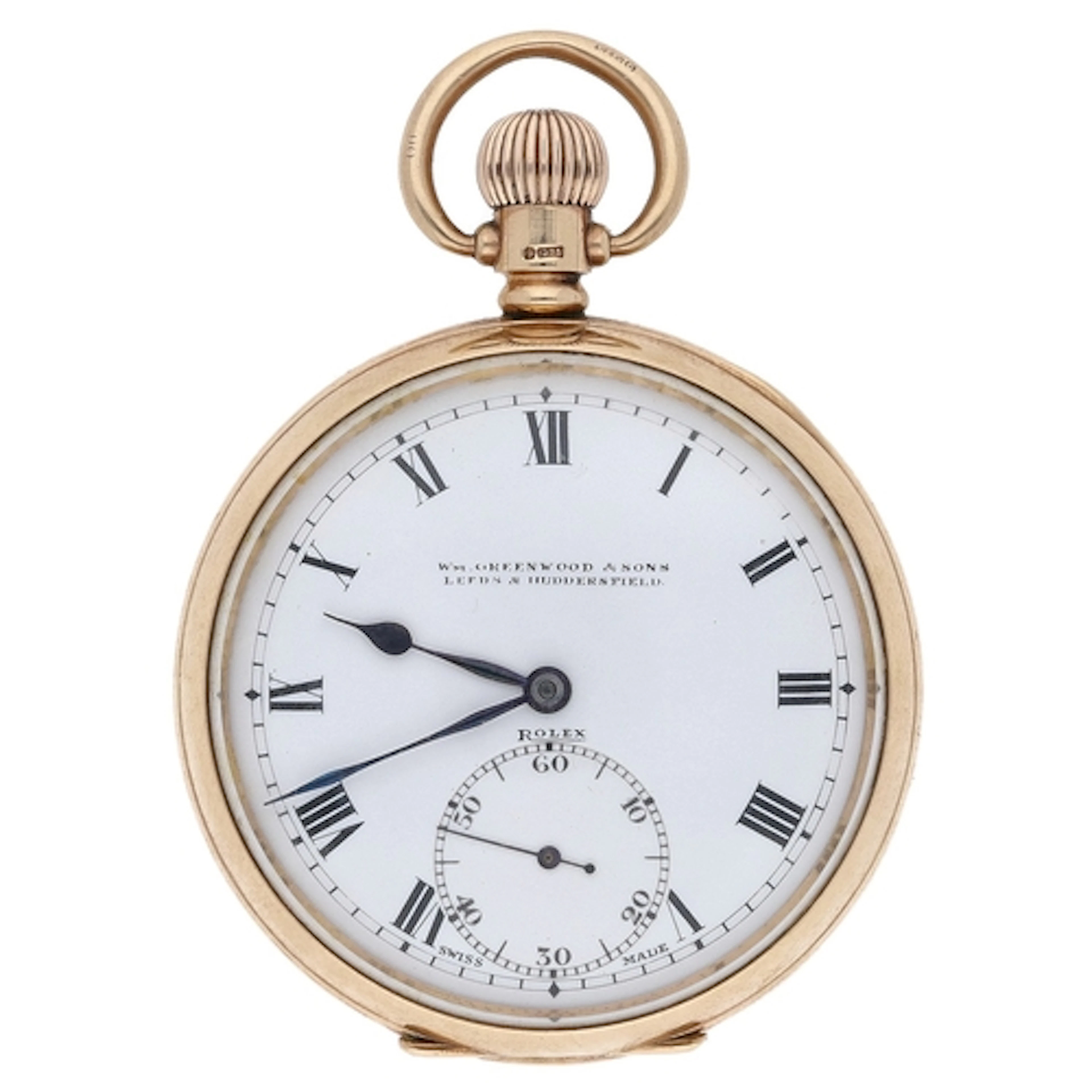 Rolex 9ct lever pocket watch, Birmingham 1927, signed 17 jew...