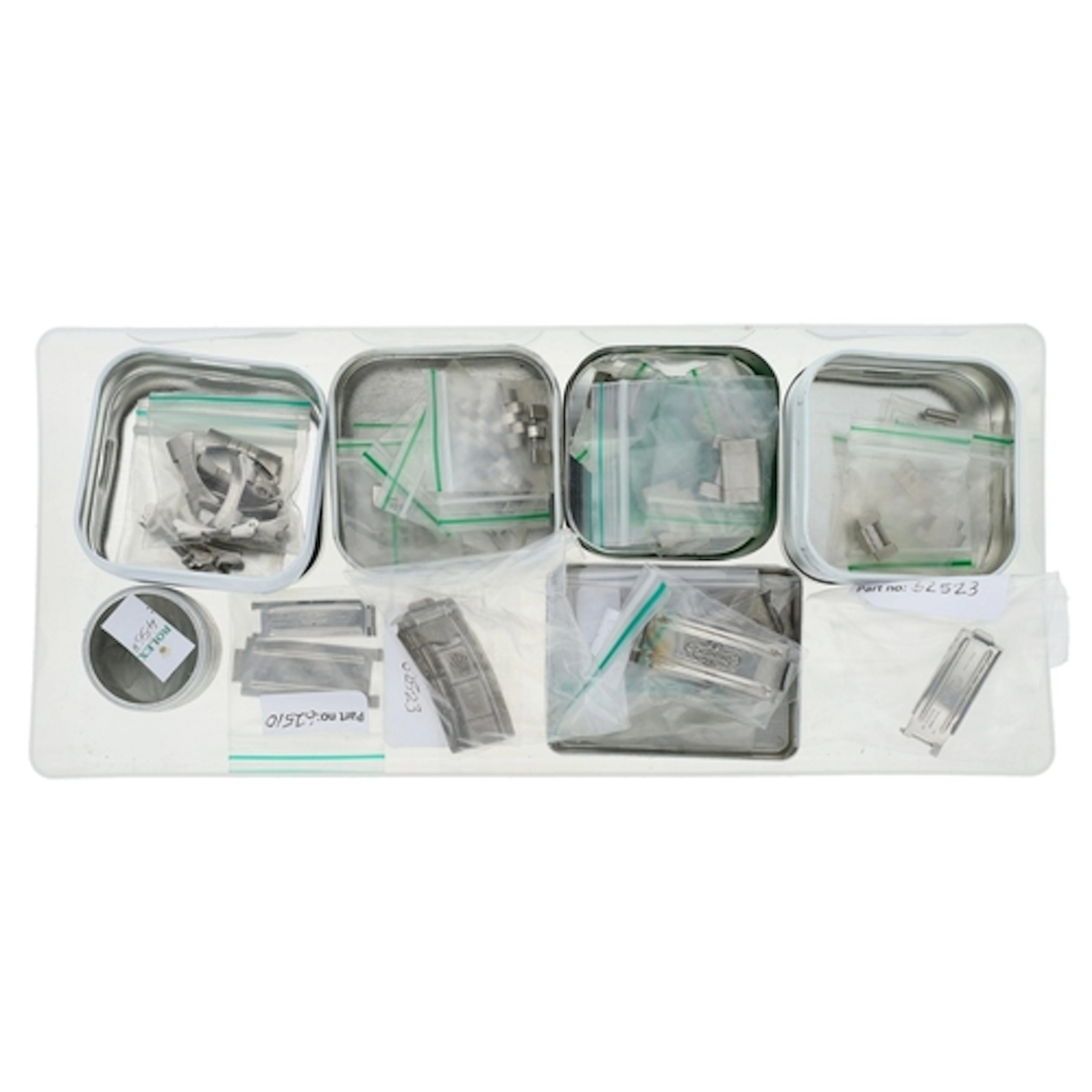 Quantity of wristwatch bracelet links, end links and clasp p...