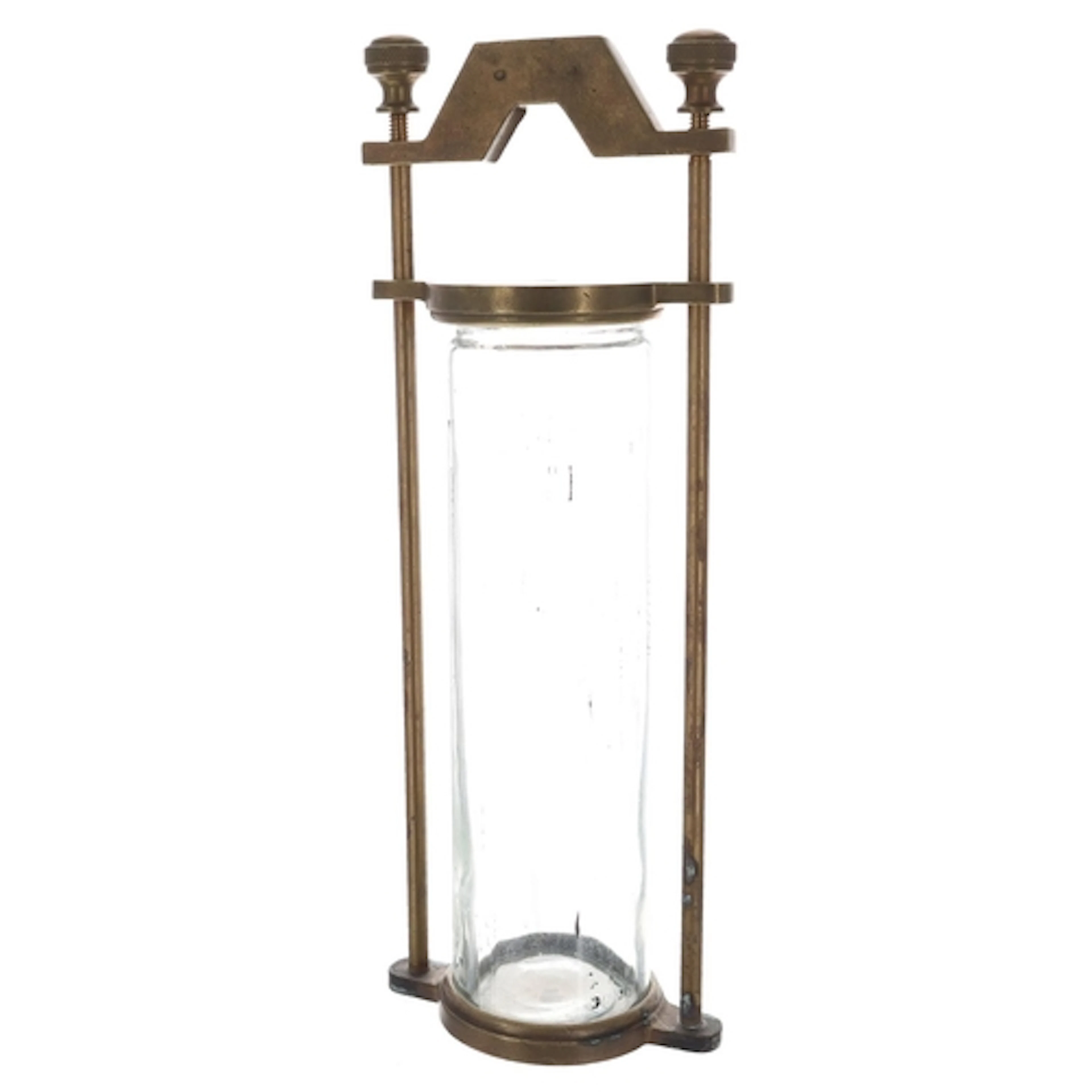 Cylindrical glass mercury pendulum, with brass rod supports,...