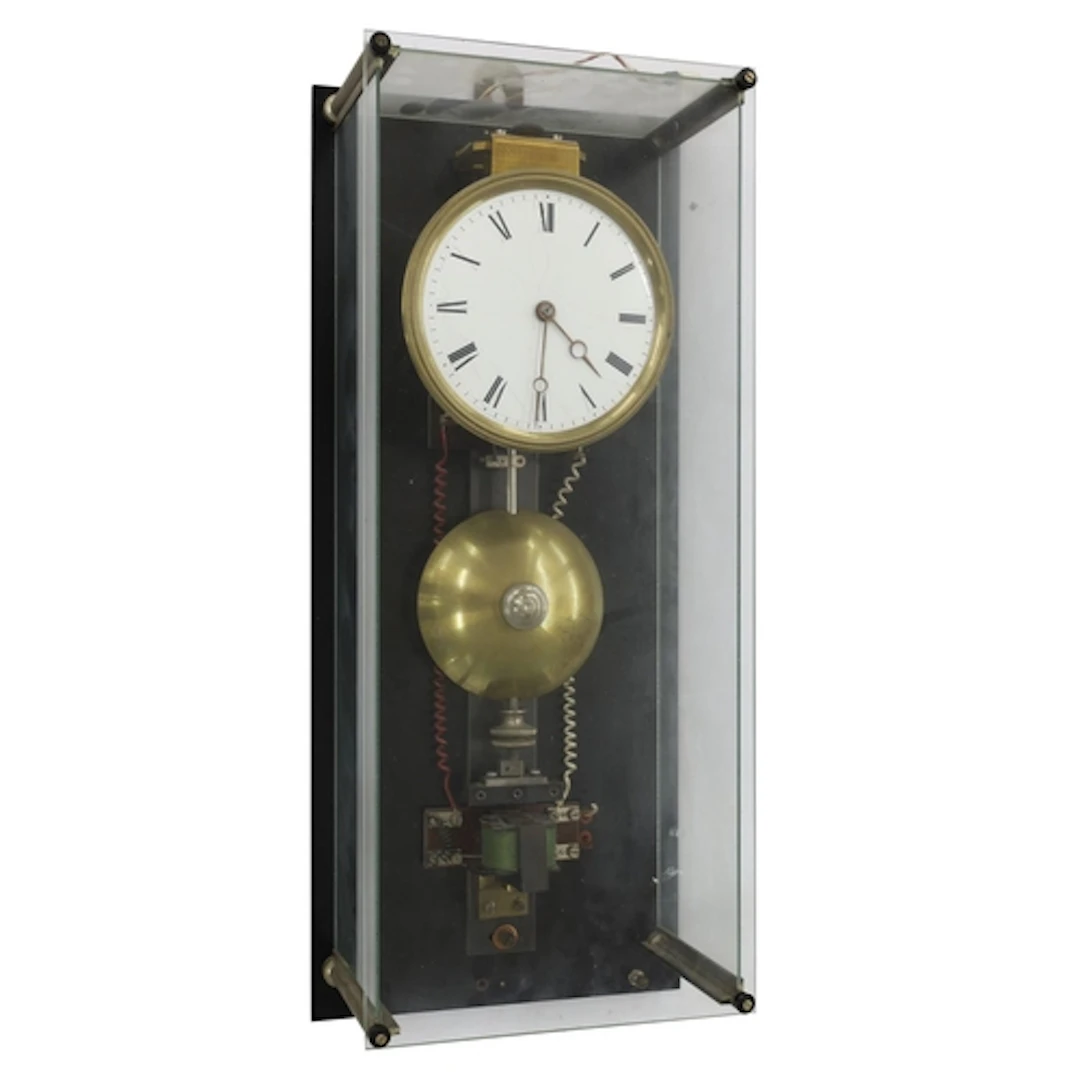 Hipp toggle electric clock wall timepiece, serial no. 3953, ...