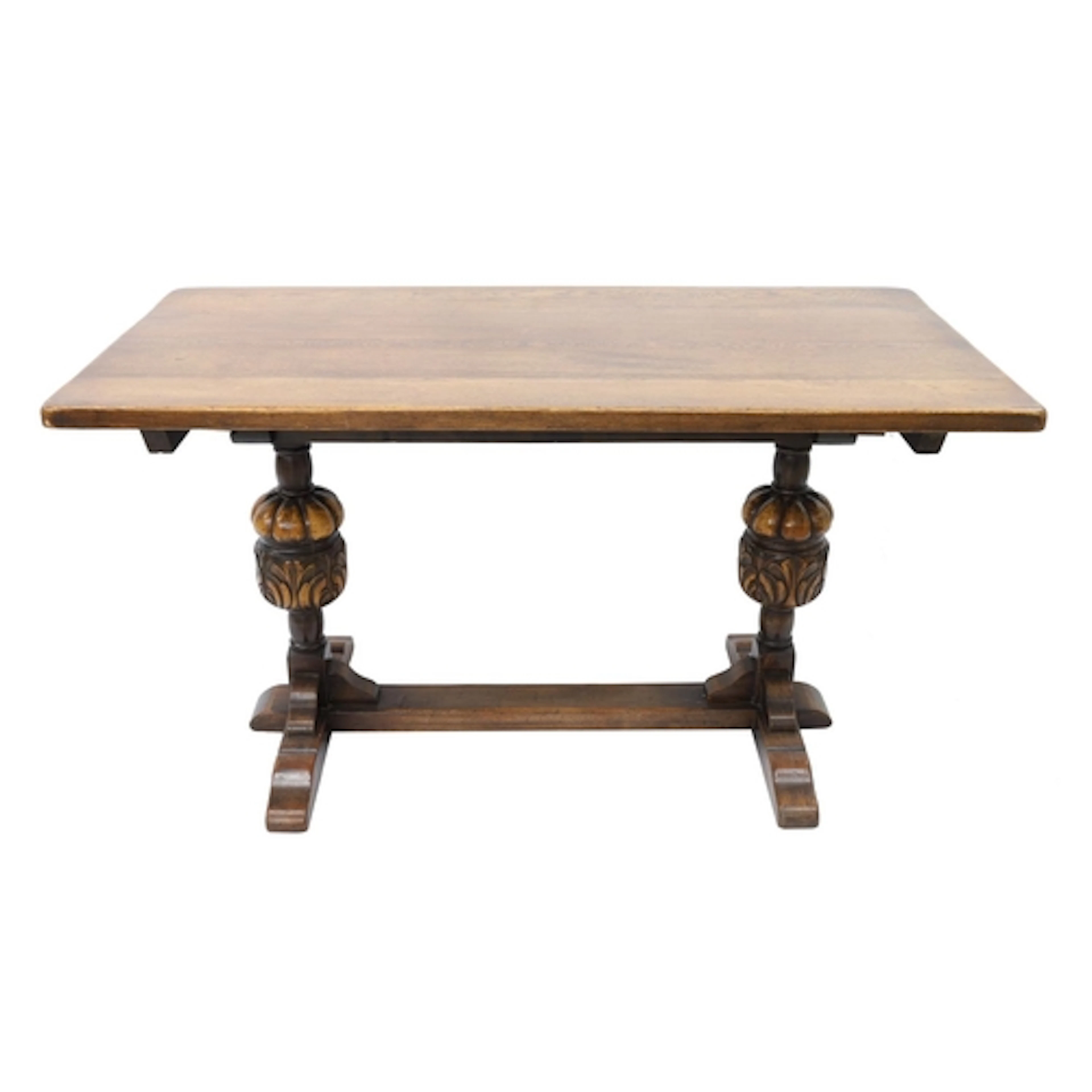 17th century style oak refectory table, rectangular top, rai...