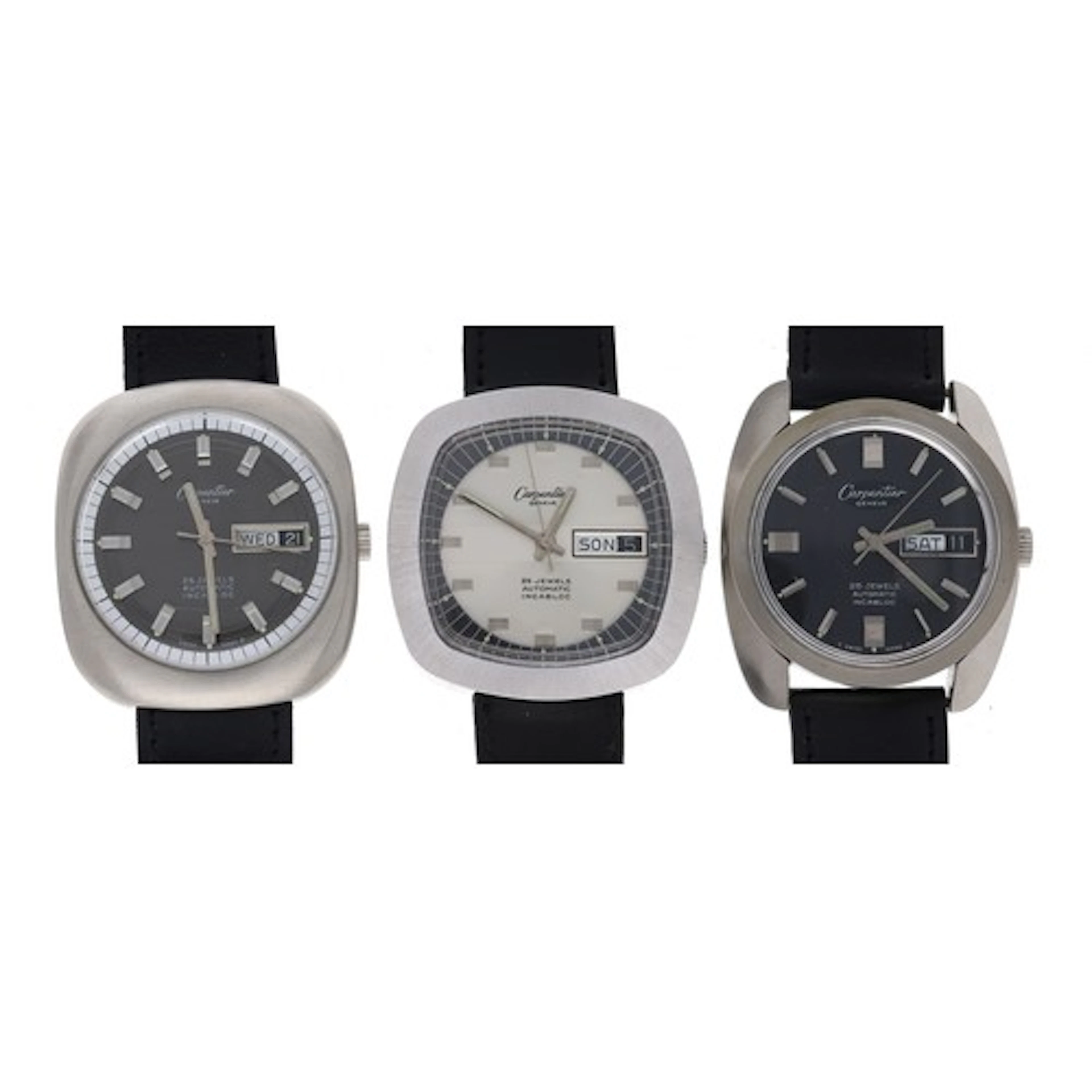 Three Carpentier automatic gentleman's wristwatches, 25 jewe...