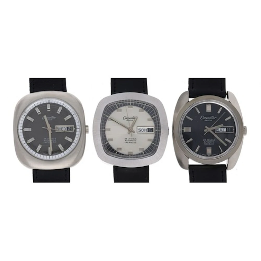 Three Carpentier automatic gentleman's wristwatches, 25 jewe...