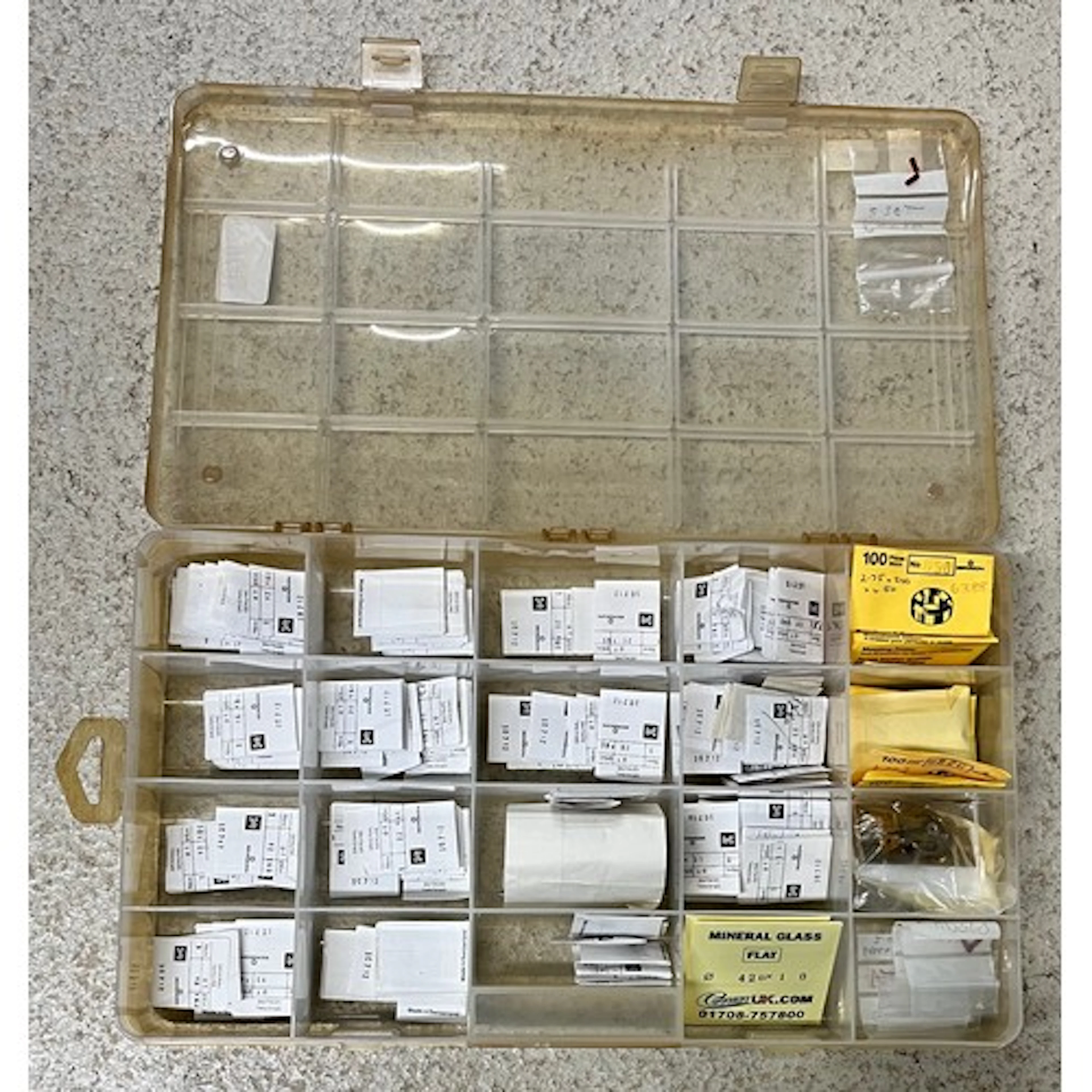 Quantity of clock jewel holes and end stones, Seitz brand...