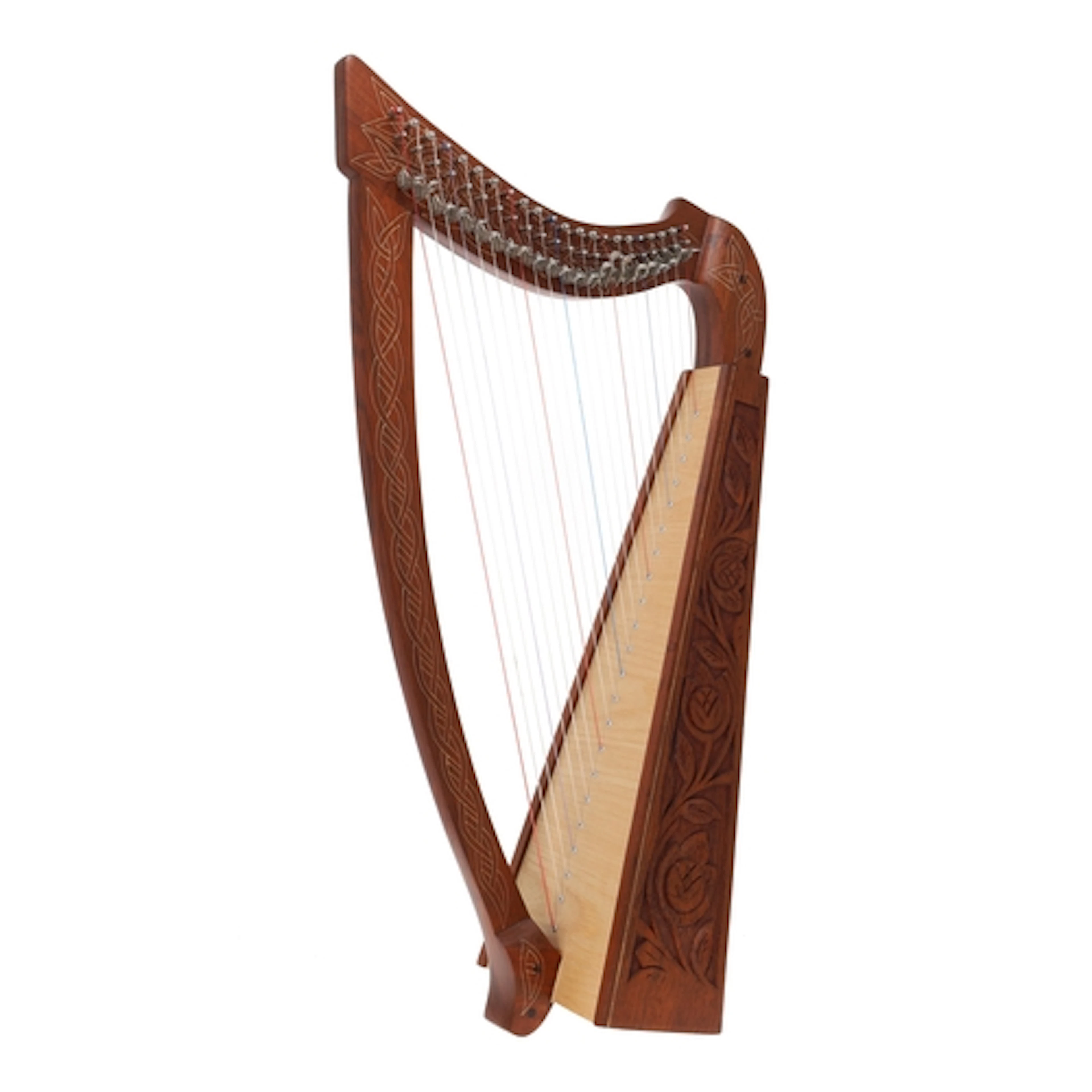 Celtic type 22 string travel harp, having Celtic motif and c...