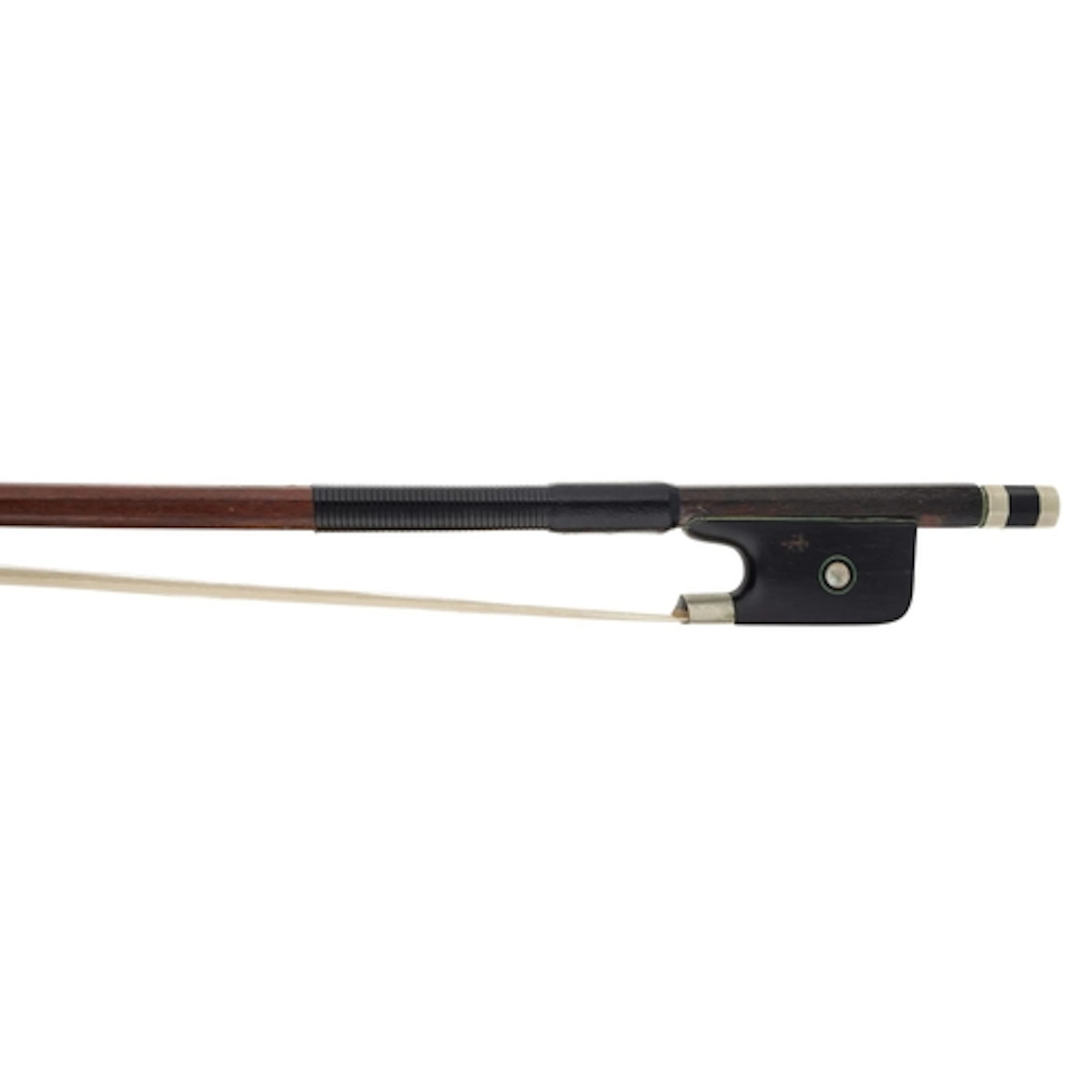 French nickel mounted violoncello bow stamped Pecatte (Frenc...