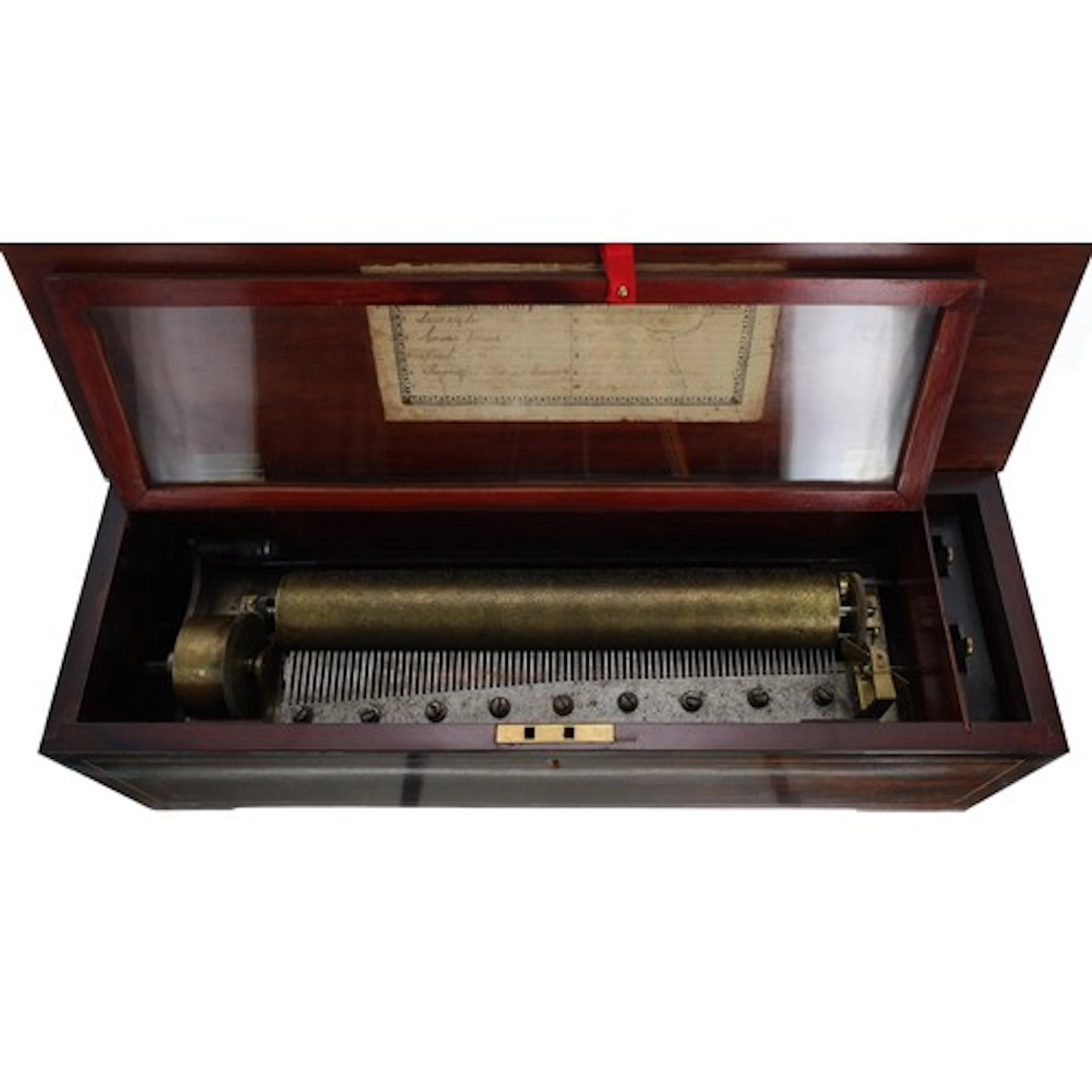 Swiss 19th century cylinder music box, the 13.75" cylinder p...