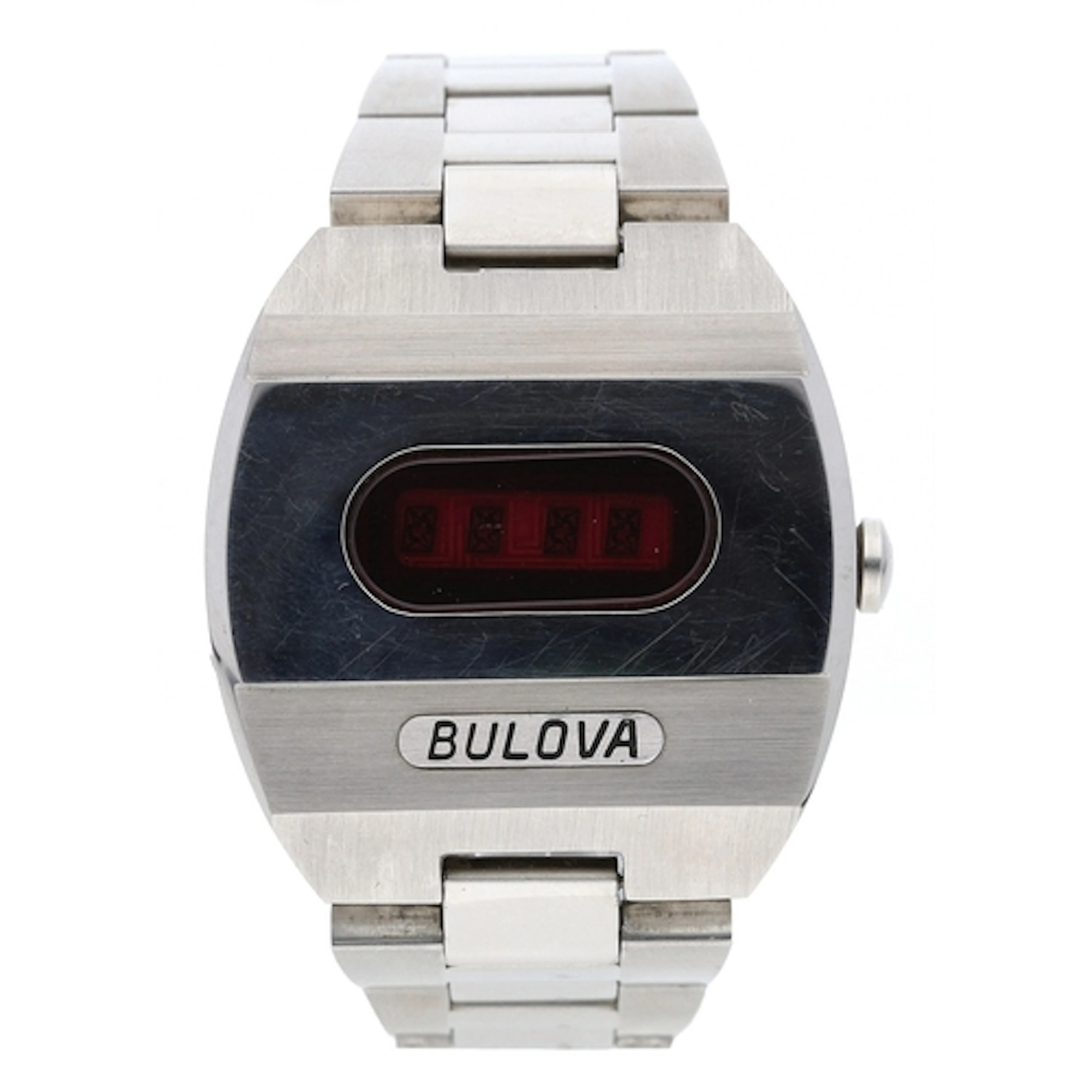 Bulova 'Big Block' digital LED stainless steel gentleman's w...