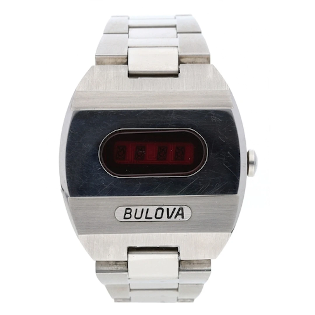 Bulova 'Big Block' digital LED stainless steel gentleman's w...