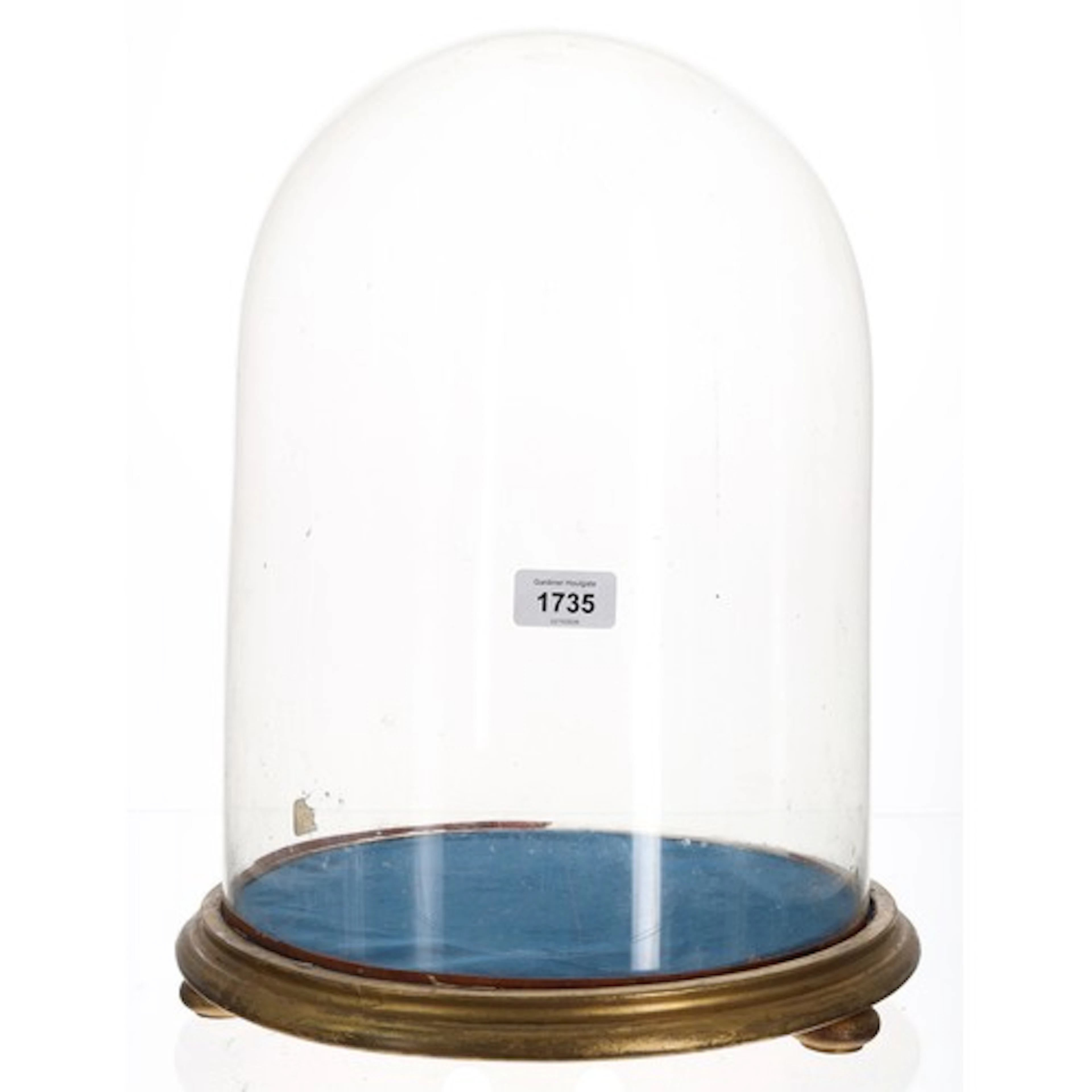 Circular glass dome and base, 16" high overall...