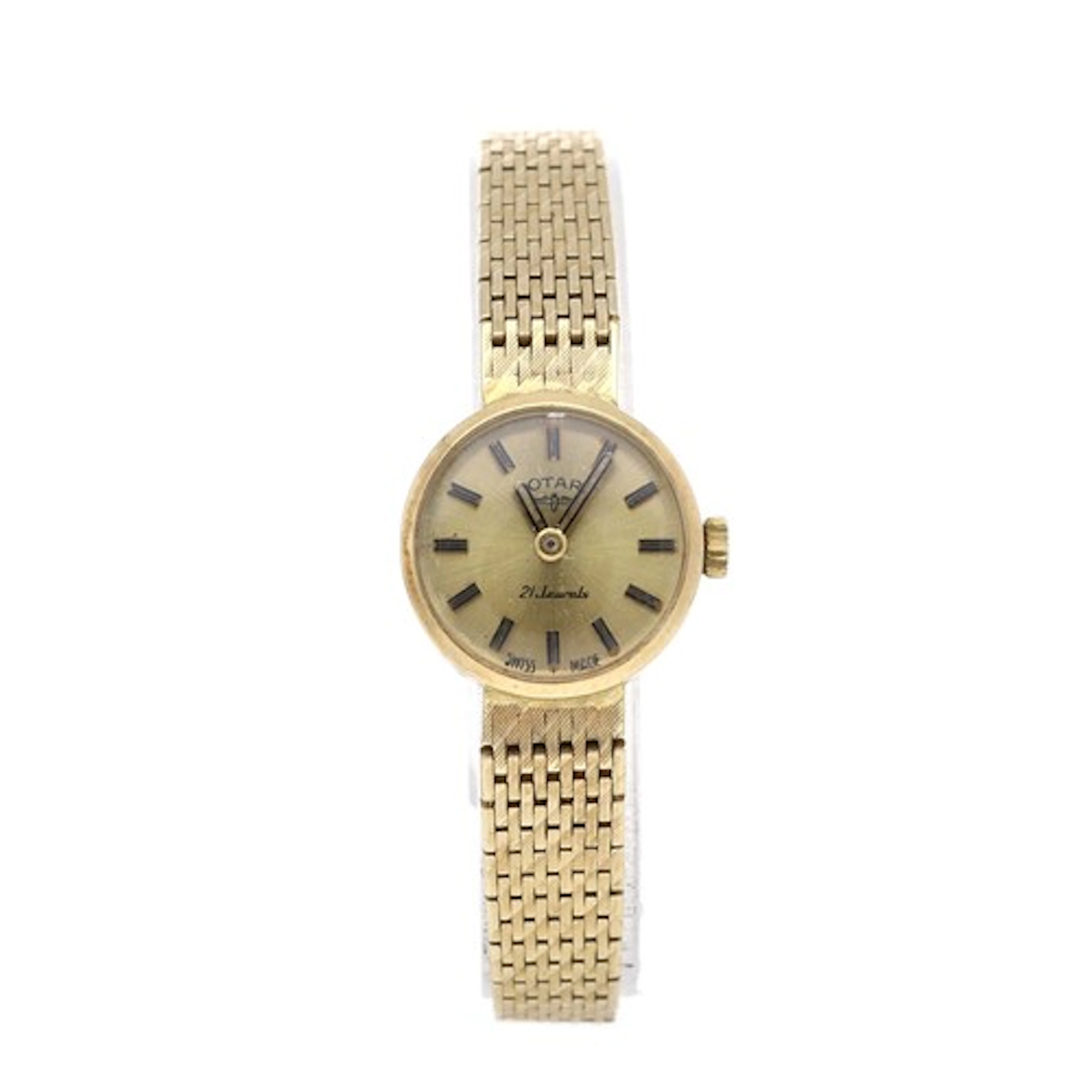 Rotary 9ct lady's wristwatch, circular gilded dial, integral...
