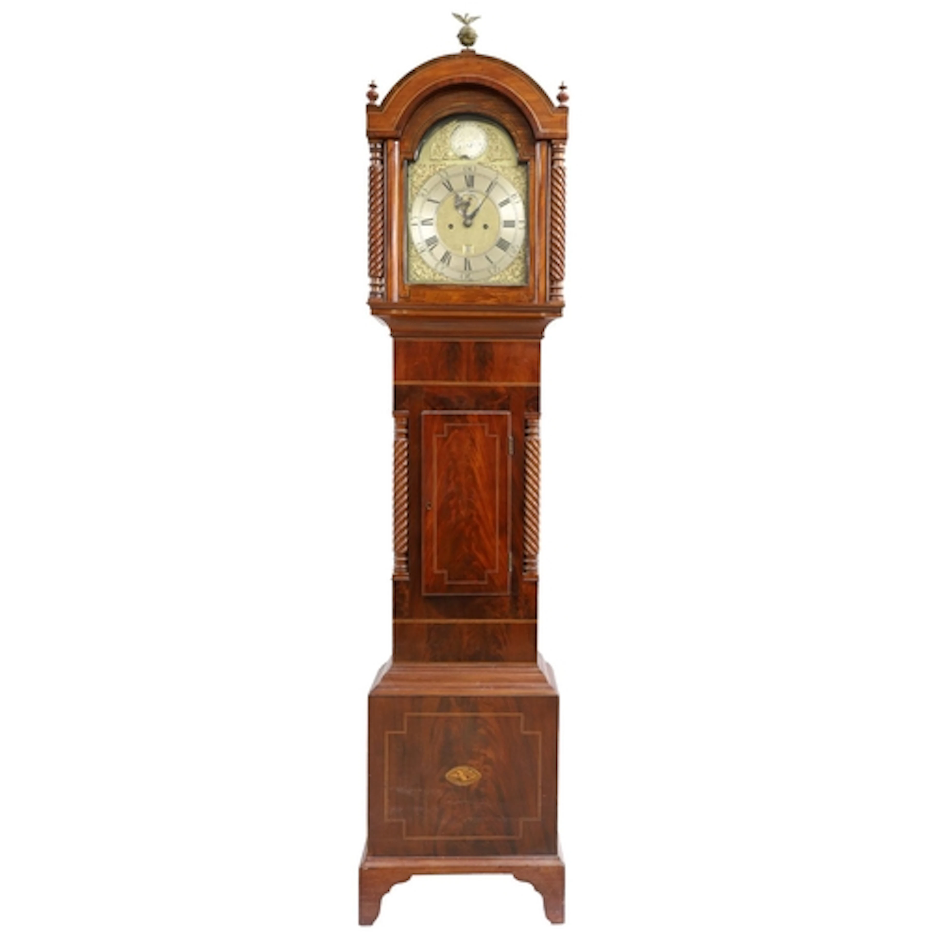 19th century inlaid mahogany eight day longcase clock, the 1...