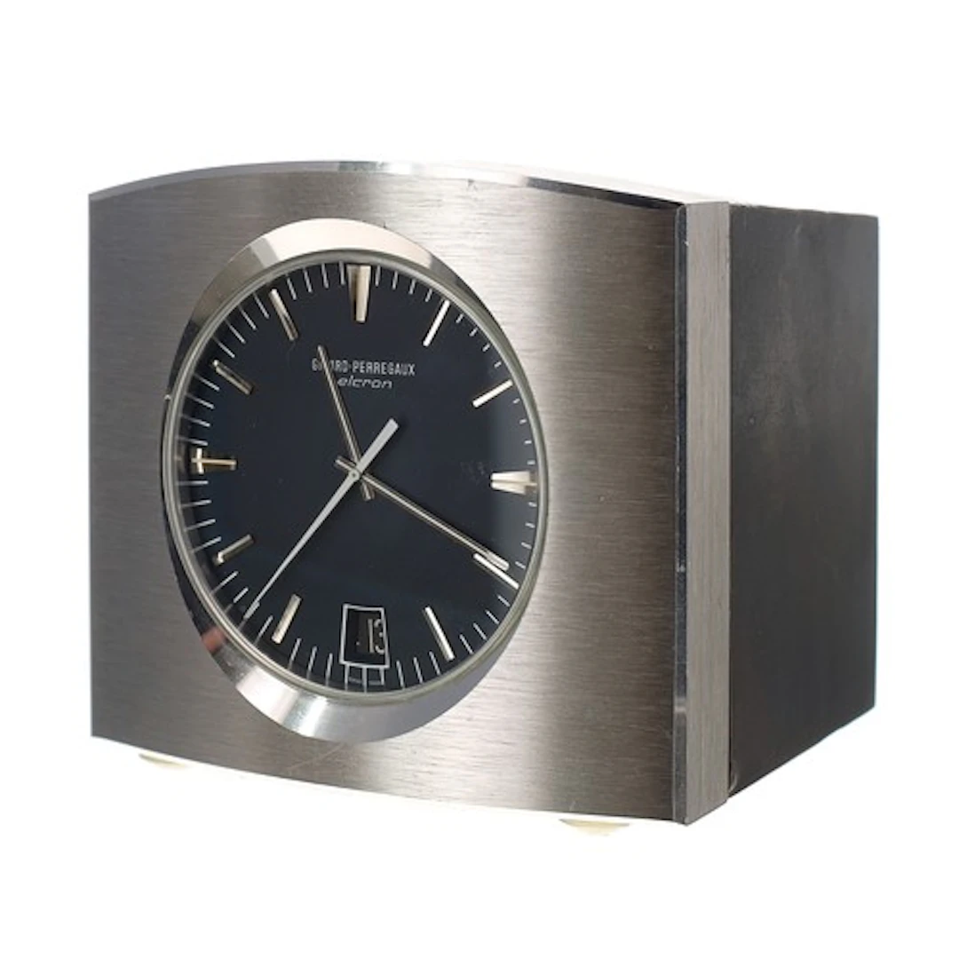Girard-Perregaux Elcron desk clock, circa 1970s, signed blue...