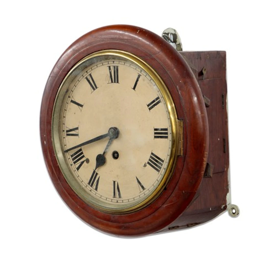Mahogany 8" single fusee wall dial clock, the Roman numeral ...