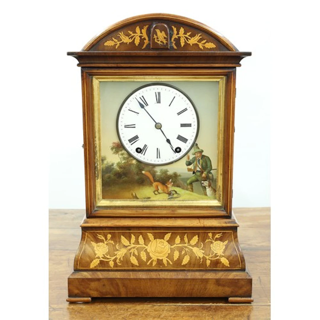 Rare German Black Forest mahogany table cuckoo clock by Joha...