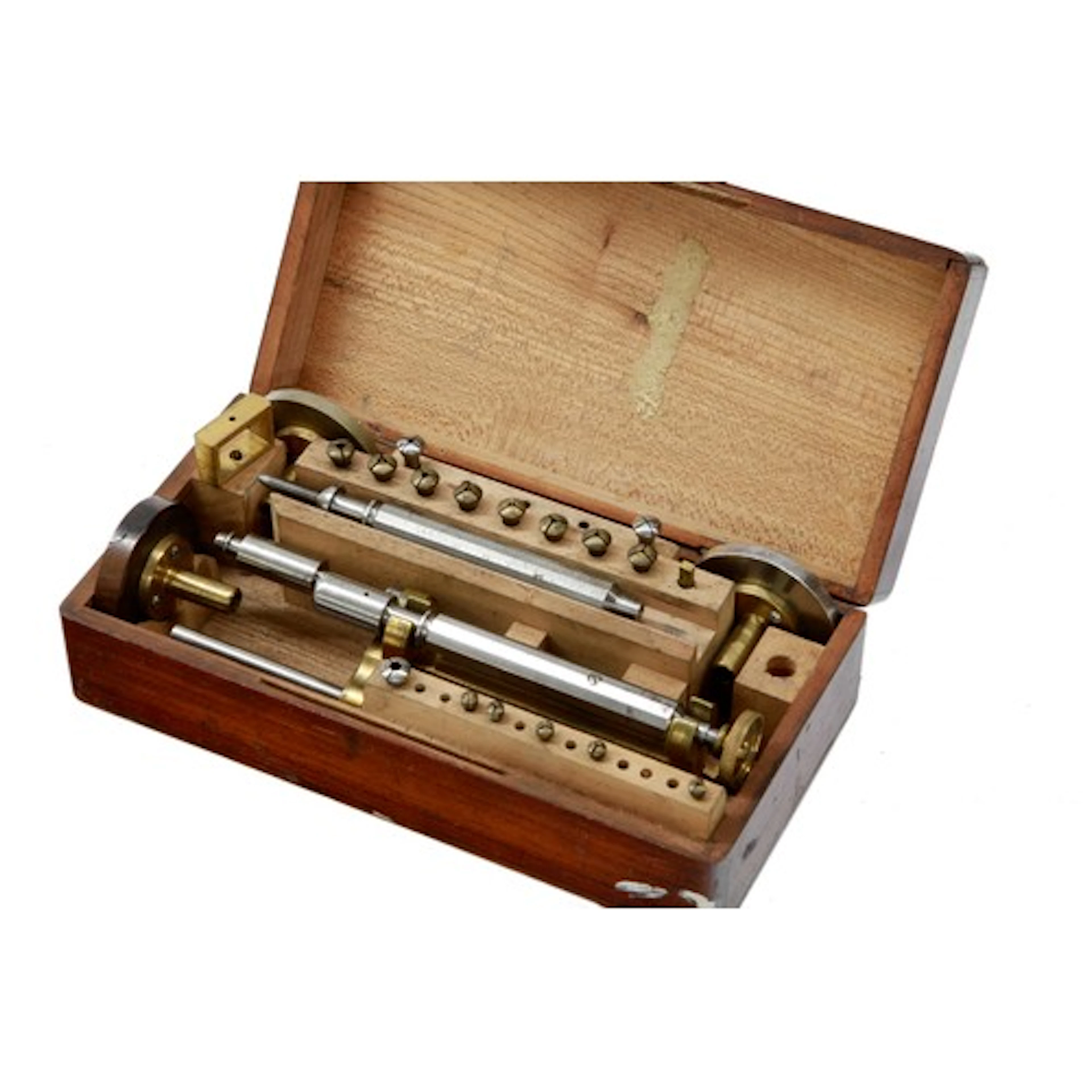Watchmakers 8mm lathe in wooden box with compound slide rest...