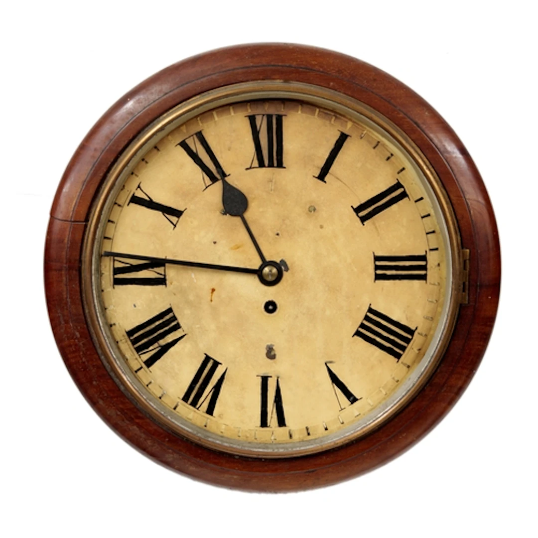 Mahogany single fusee wall dial clock for restoration, 12" R...