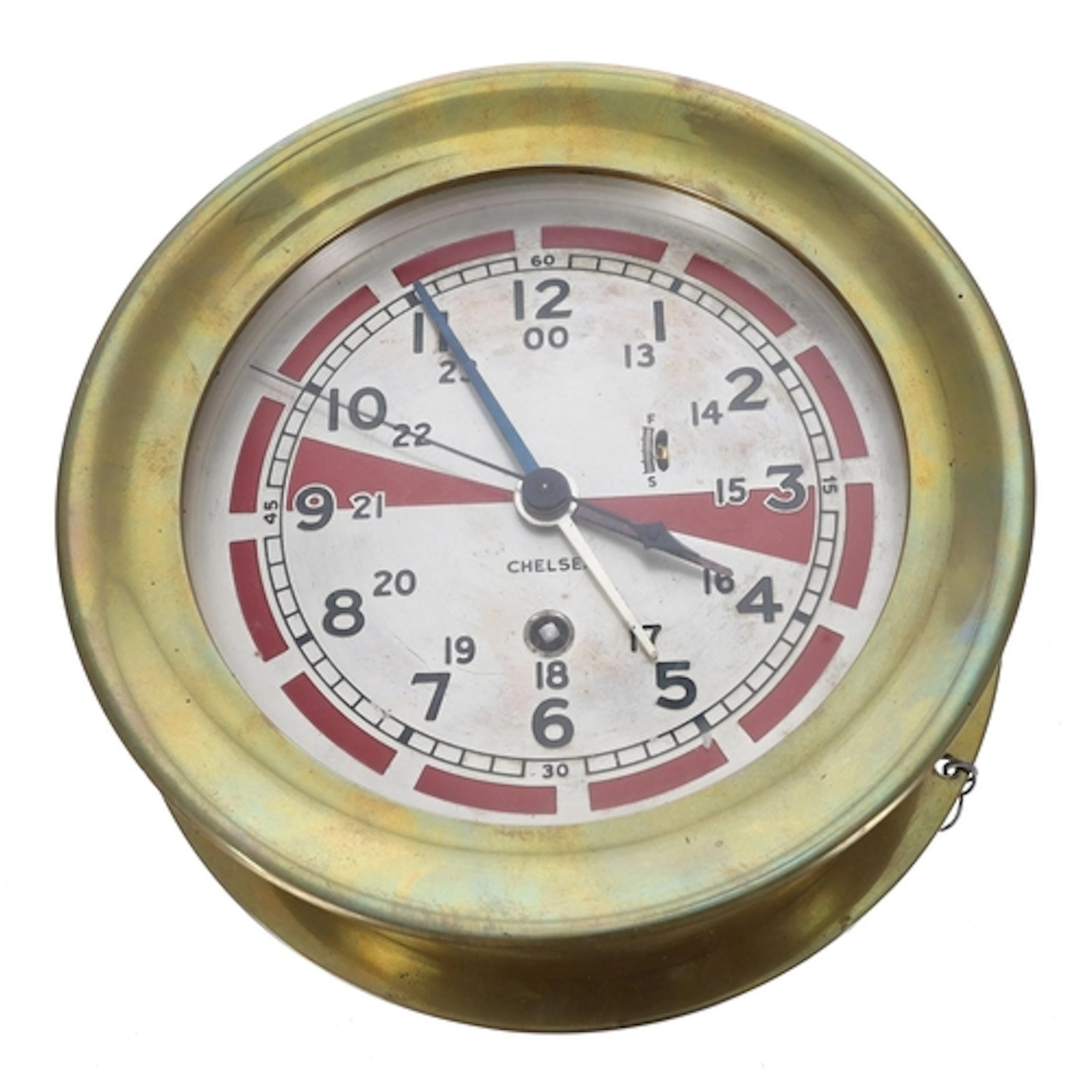 American Chelsea Clock Co. Boston marine radio room brass bu...