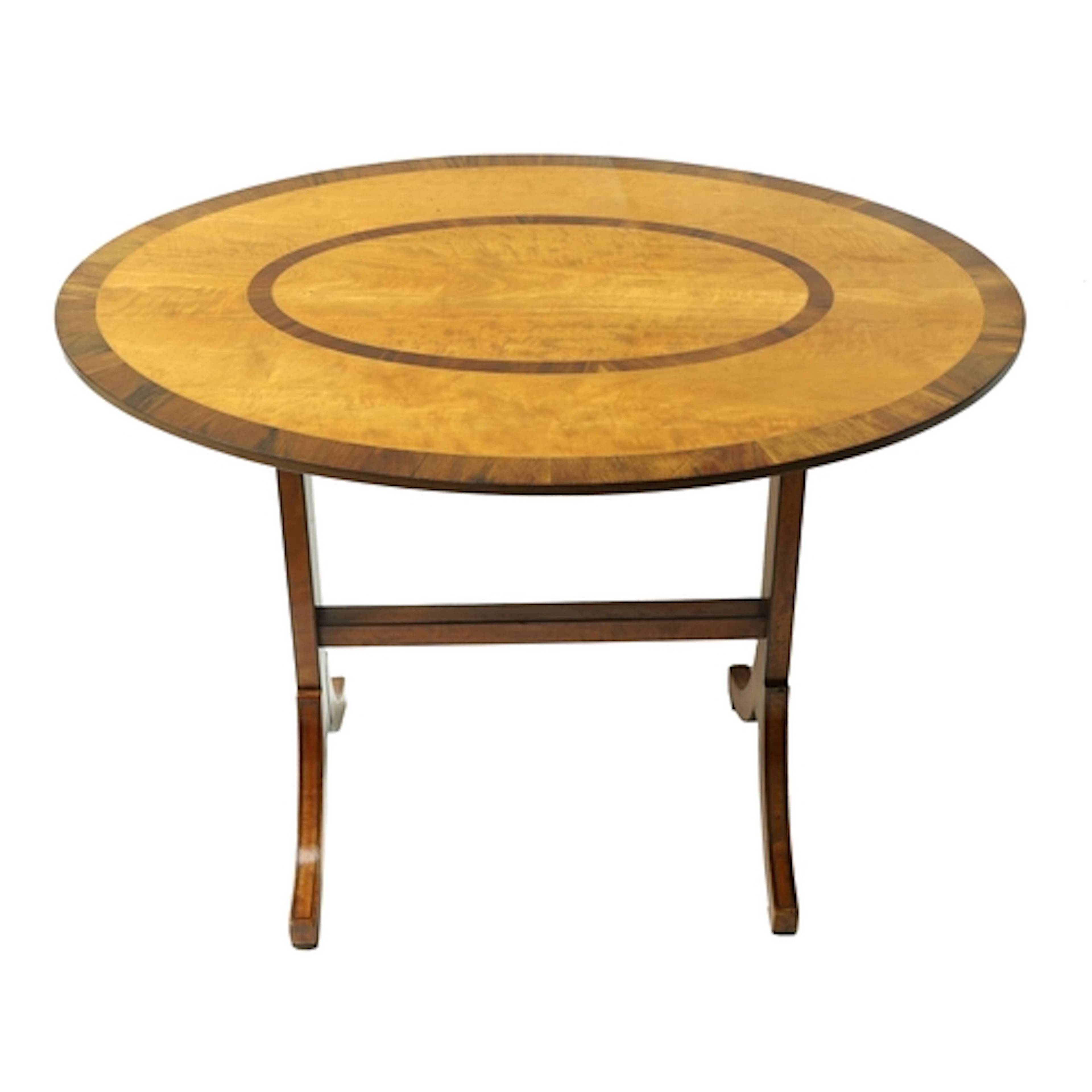 19th century satinwood and mahogany oval occasional table, o...