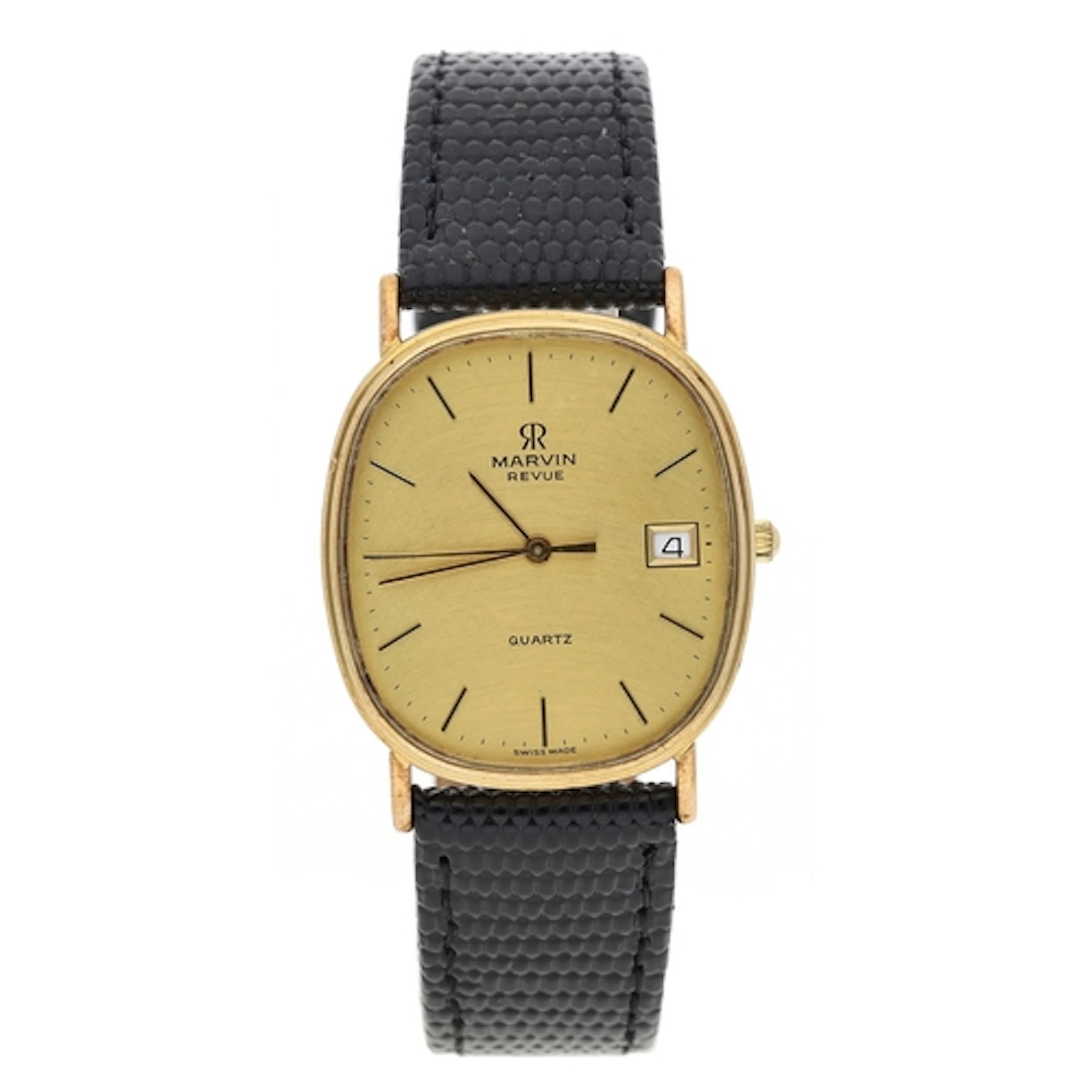 Marvin Revue Quartz 9ct gentleman's wristwatch, champagne di...