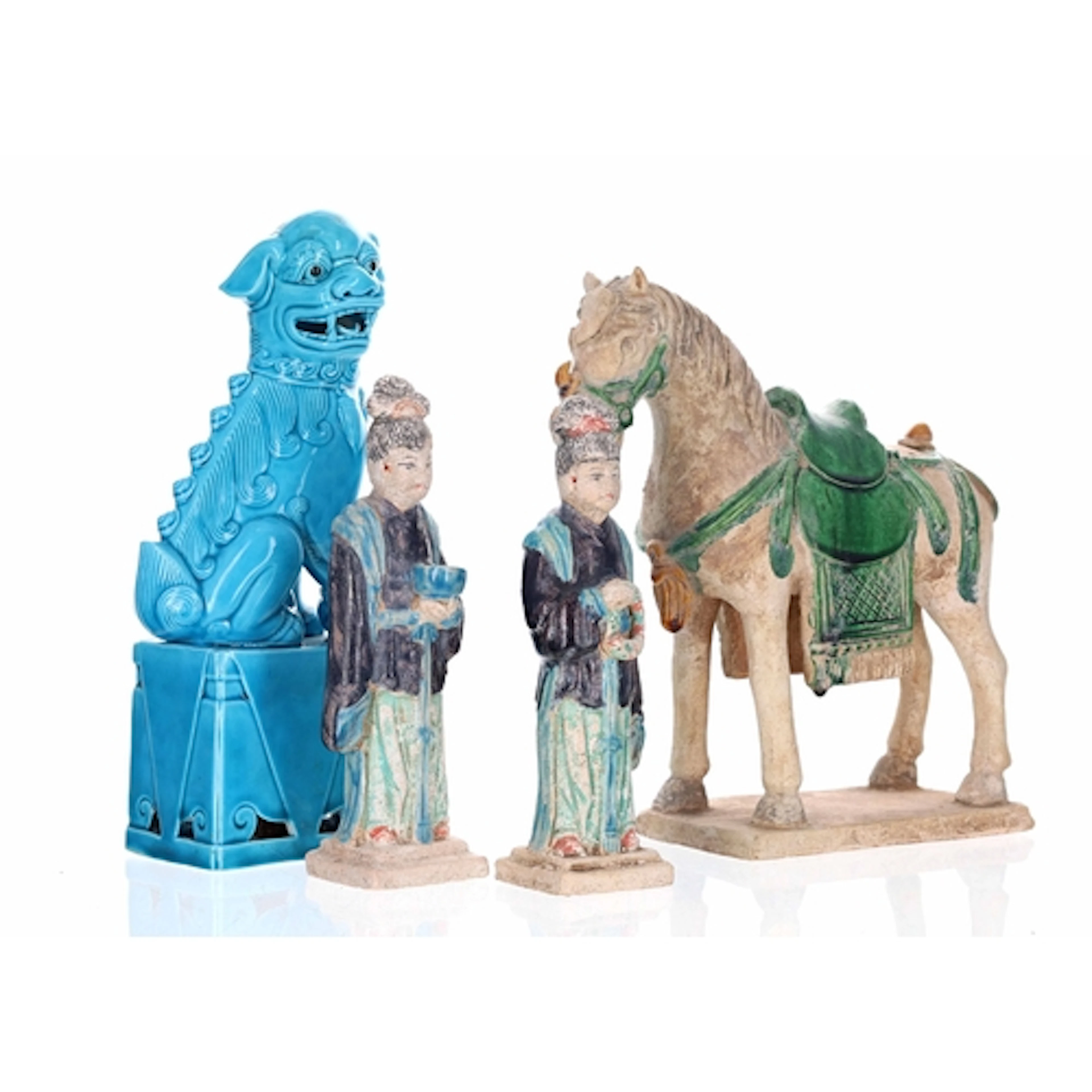 Pair of Chinese terracotta tomb figures, Ming dynasty, one h...